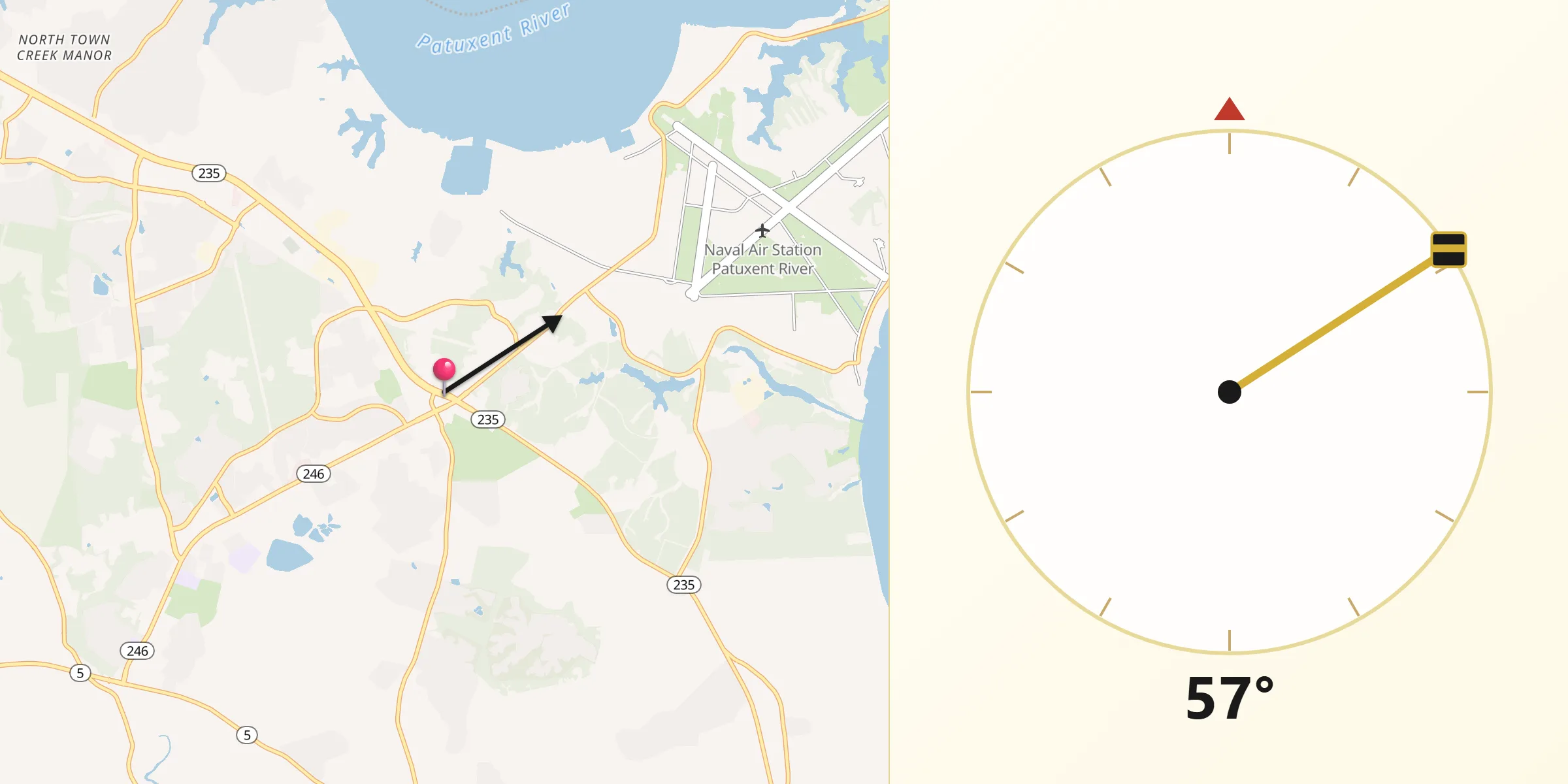 Qibla Direction from Lexington Park