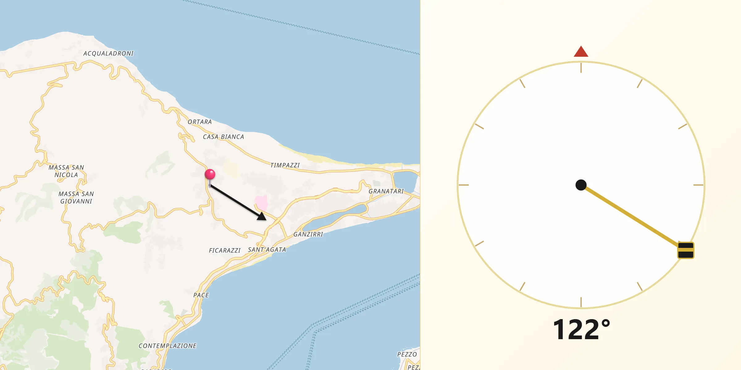 Direzione della Qibla da Faro Superiore