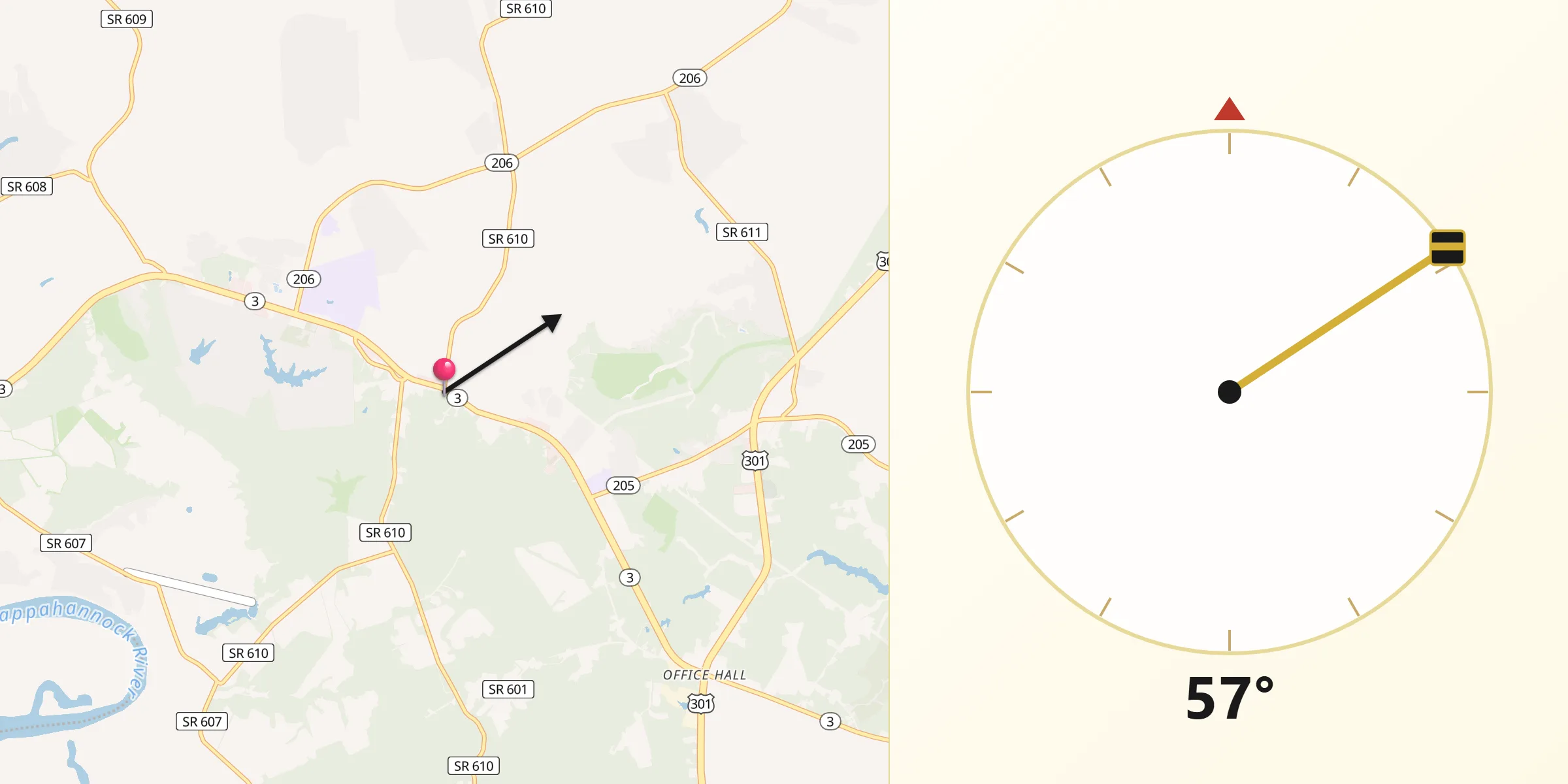 Qibla Direction from King George