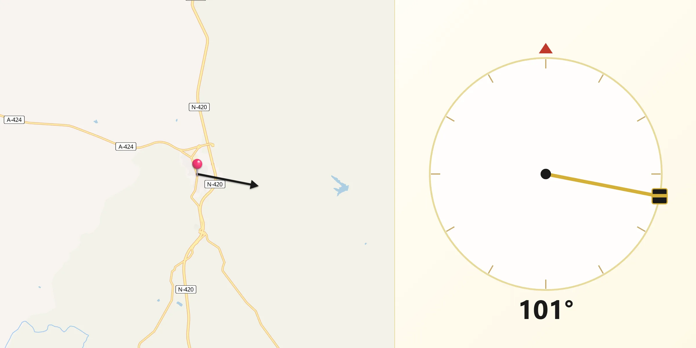 Dirección de la Qibla desde Cardeña