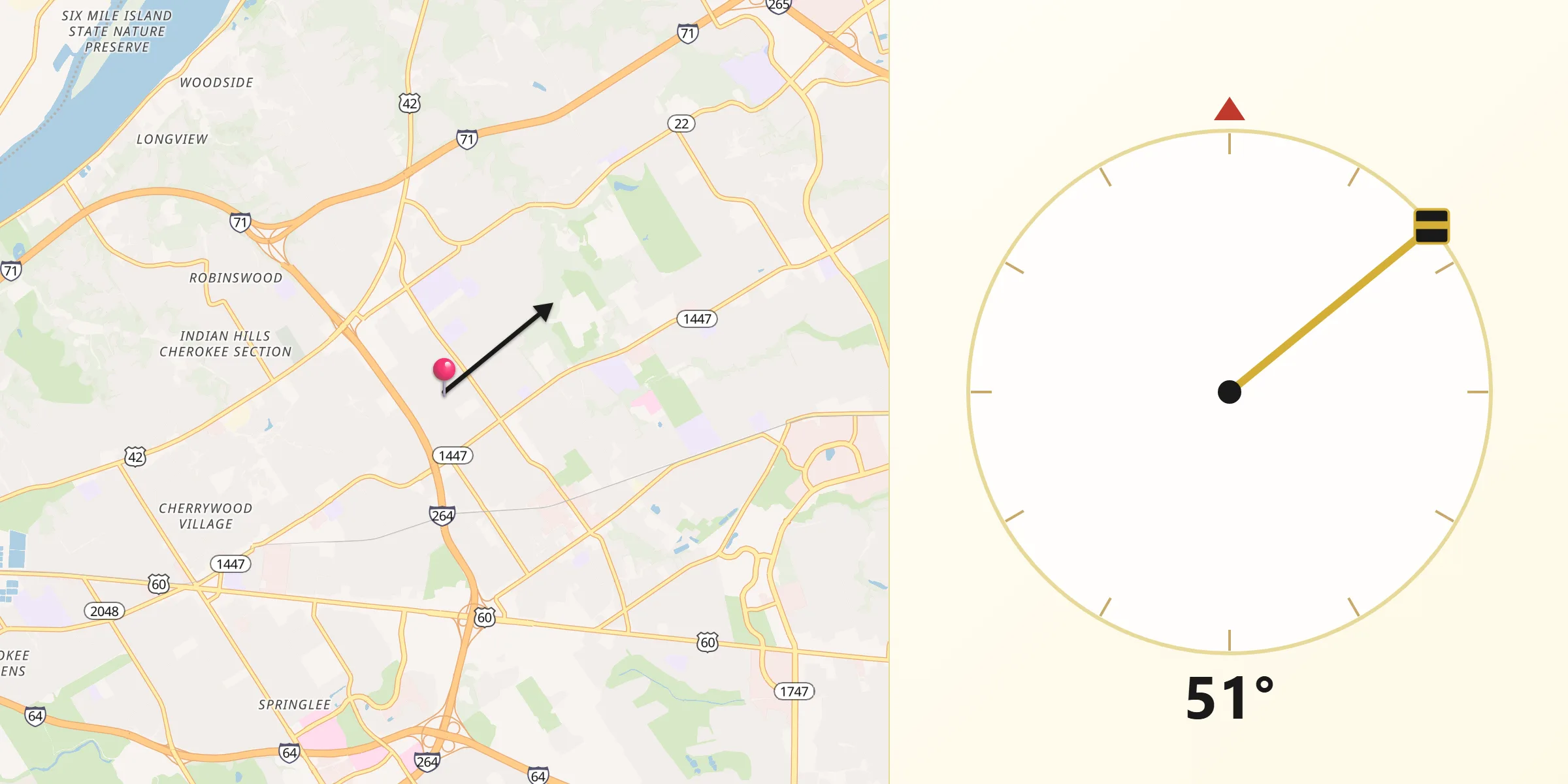 Qibla Direction from Graymoor-Devondale