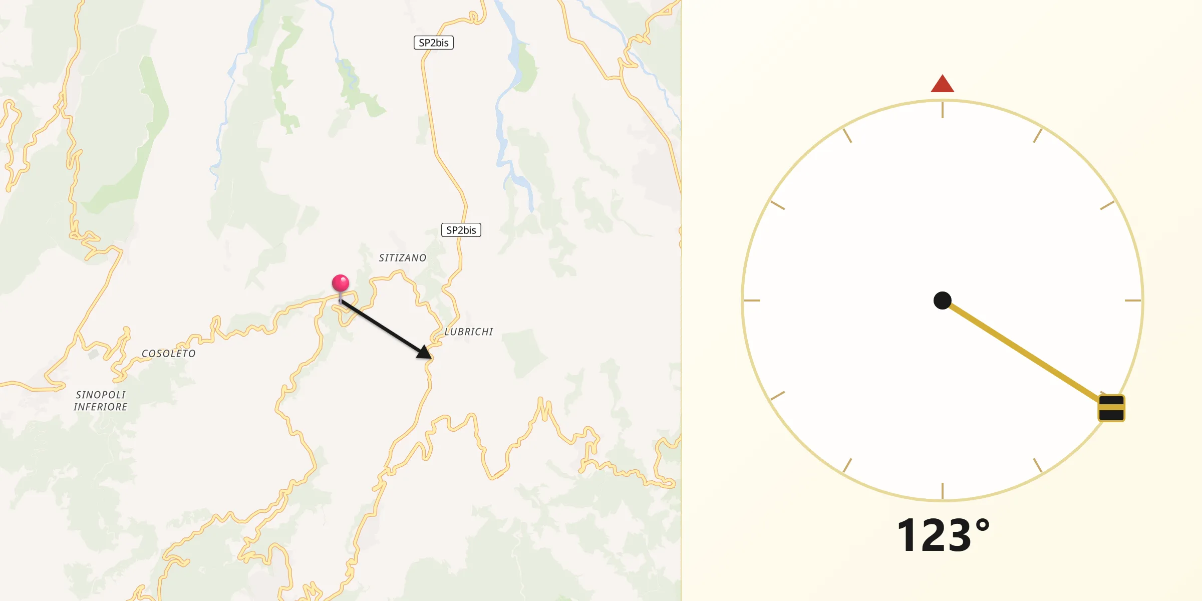 Direzione della Qibla da Cosoleto