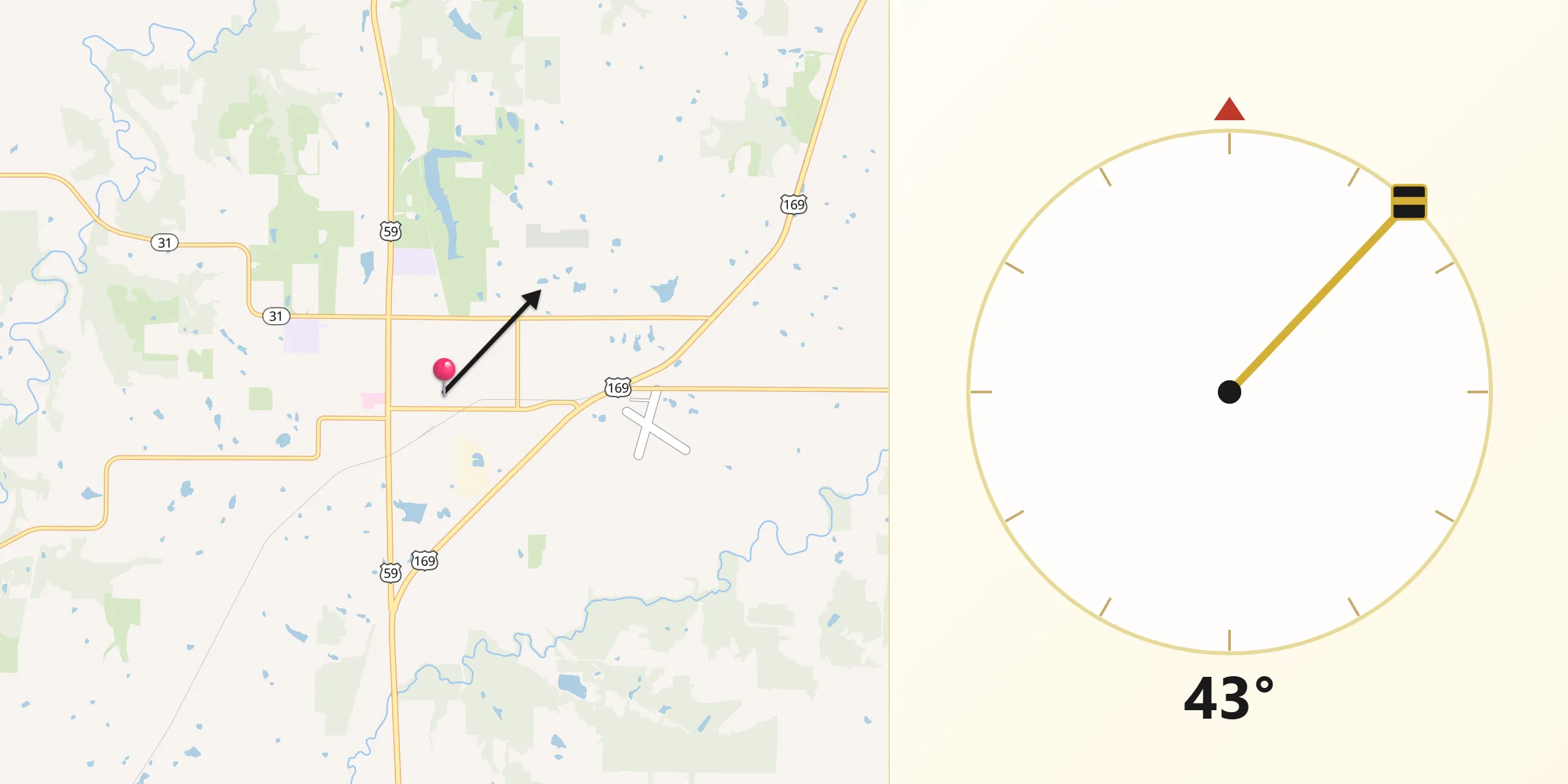 Qibla Direction from Garnett