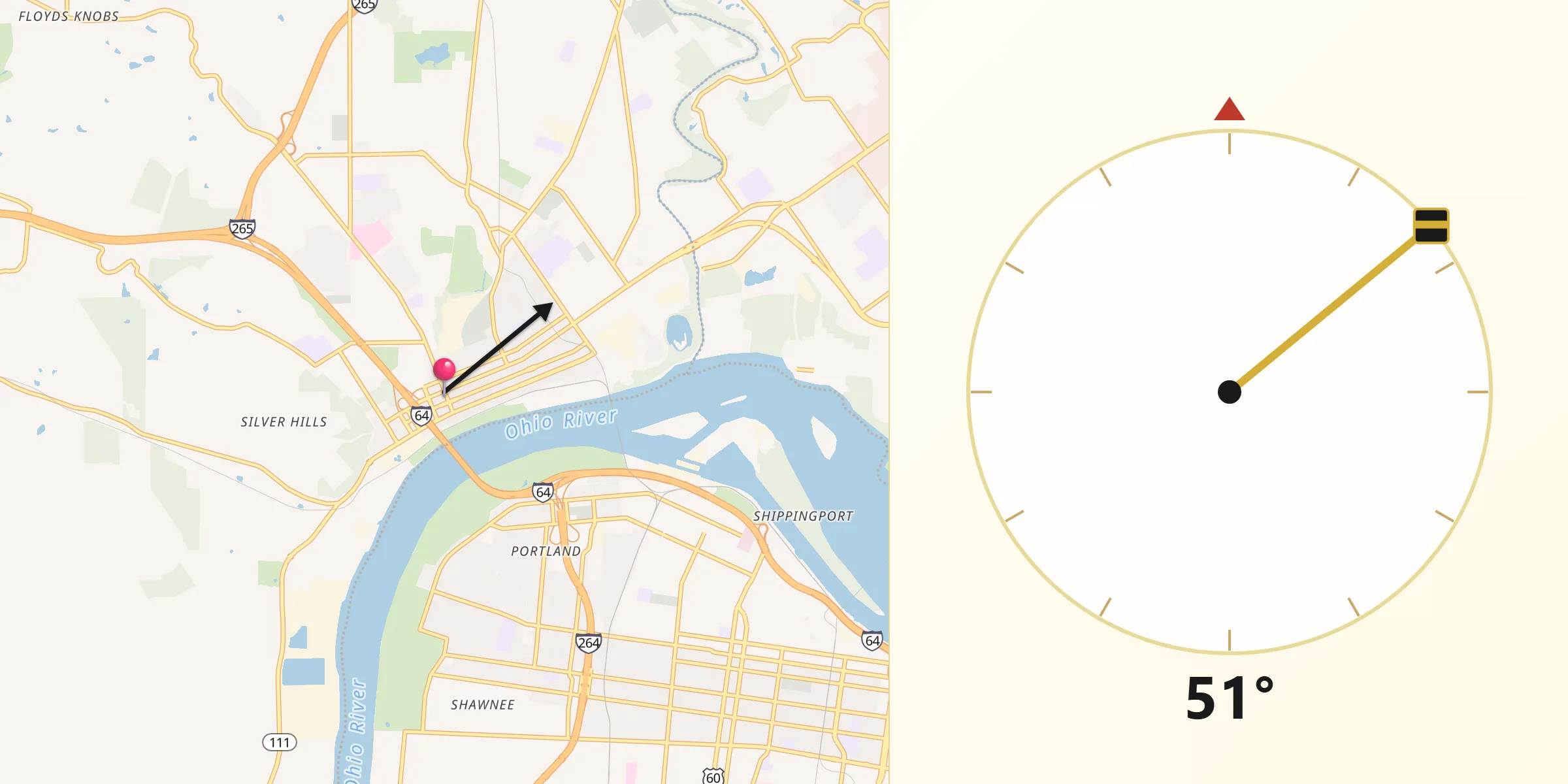 Qibla Direction from New Albany