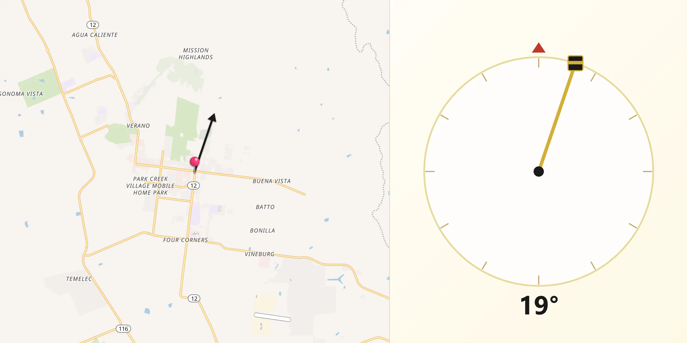 Qibla Direction from Sonoma