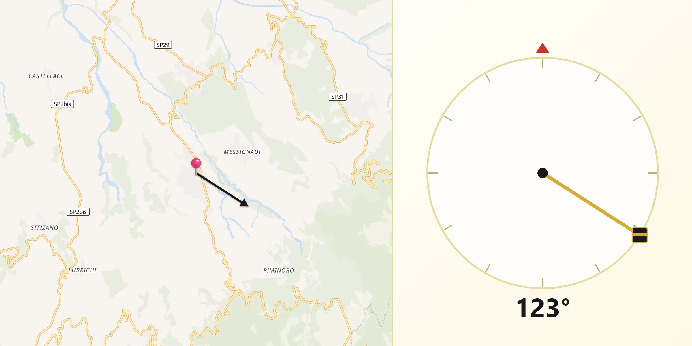 Direzione della Qibla da Oppido Mamertina