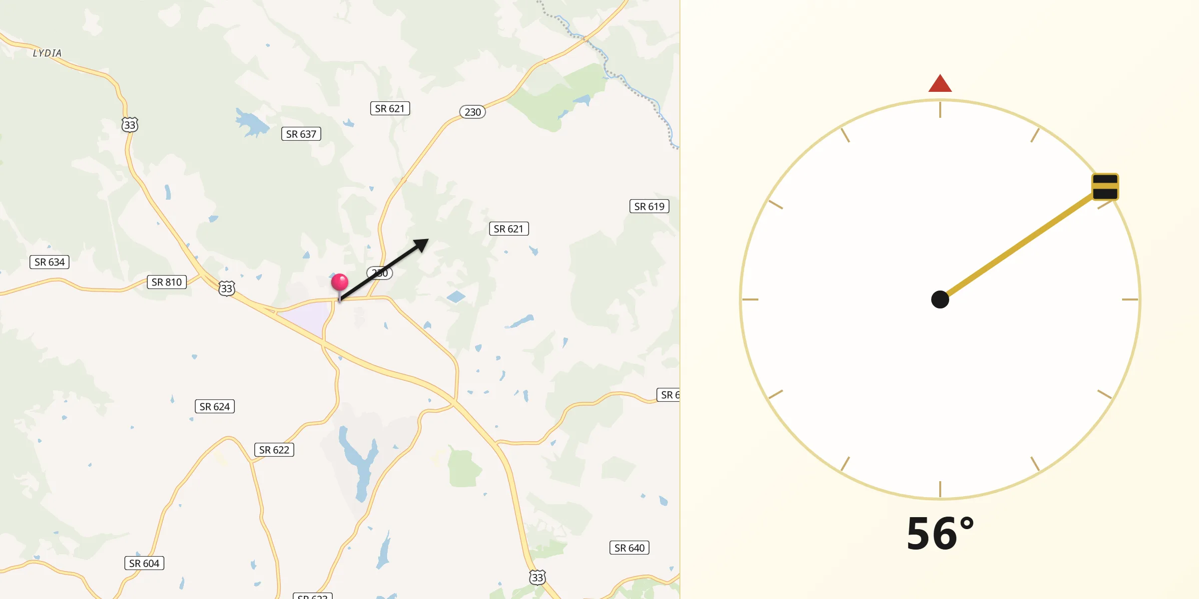 Qibla Direction from Stanardsville