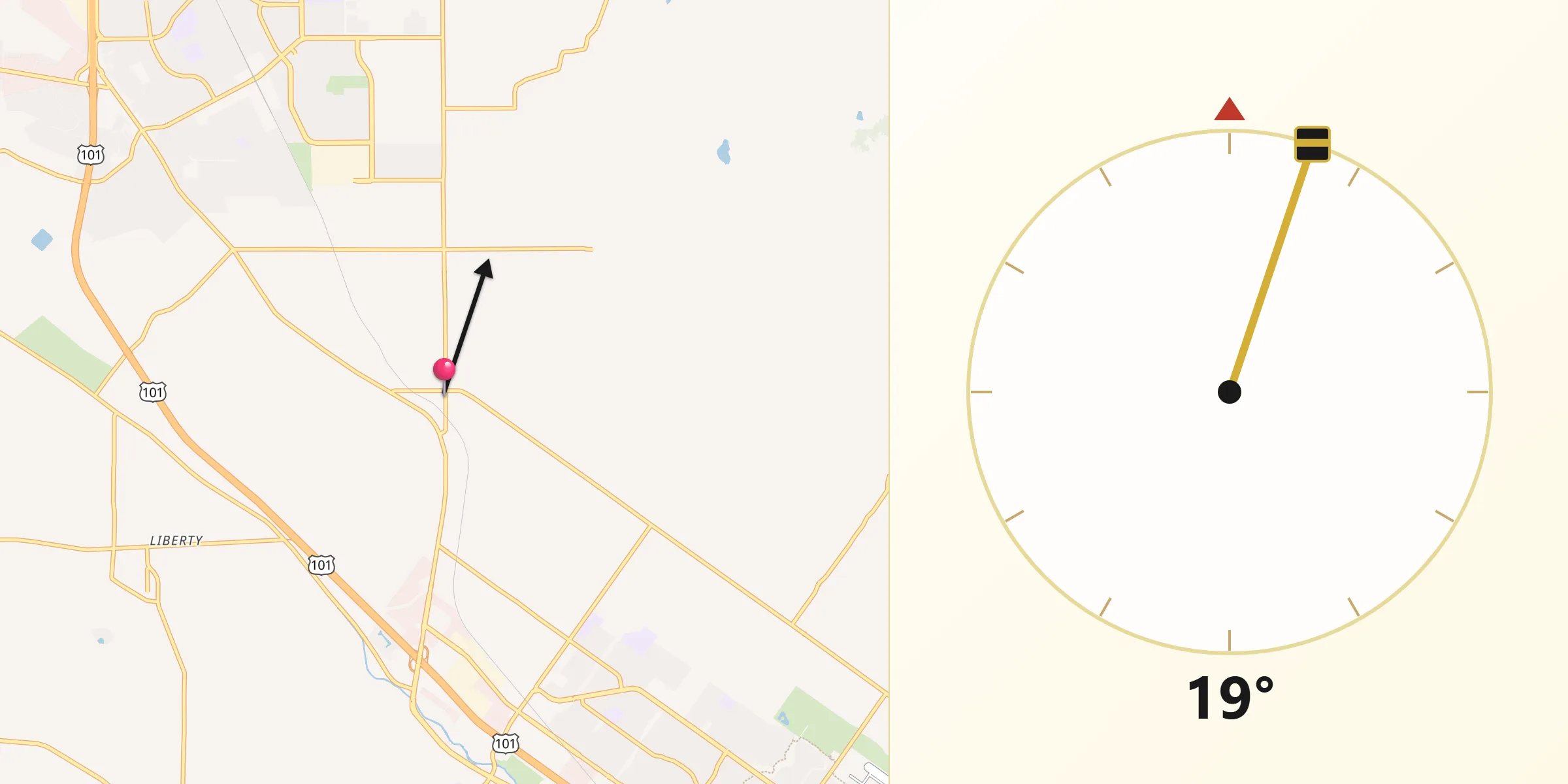 Qibla Direction from Penngrove