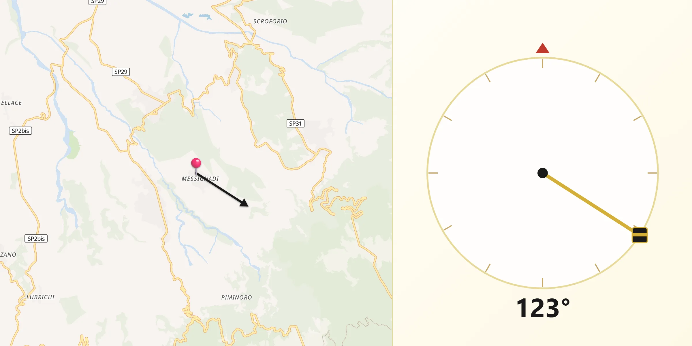 Direzione della Qibla da Messignadi
