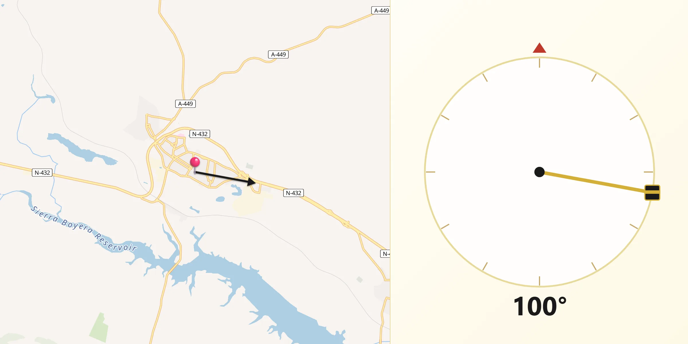 Dirección de la Qibla desde Peñarroya-Pueblonuevo