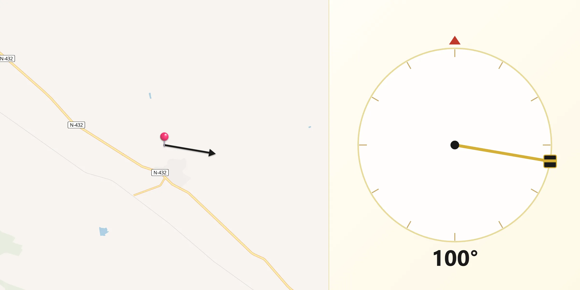 Dirección de la Qibla desde Villagarcía de la Torre