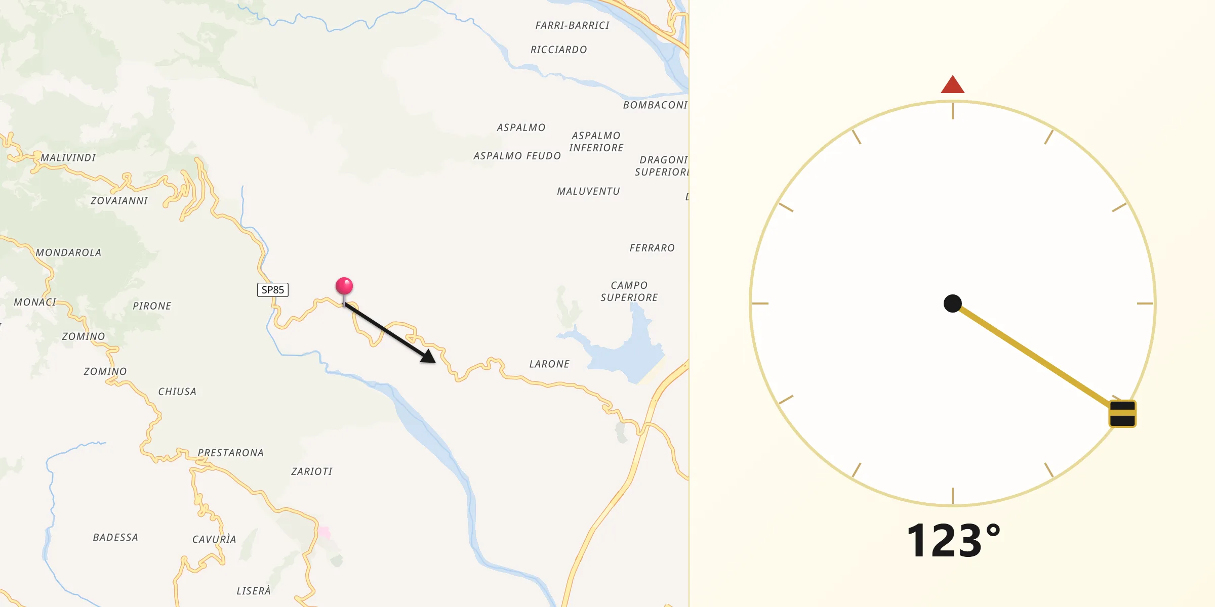 Direzione della Qibla da Agnana Calabra