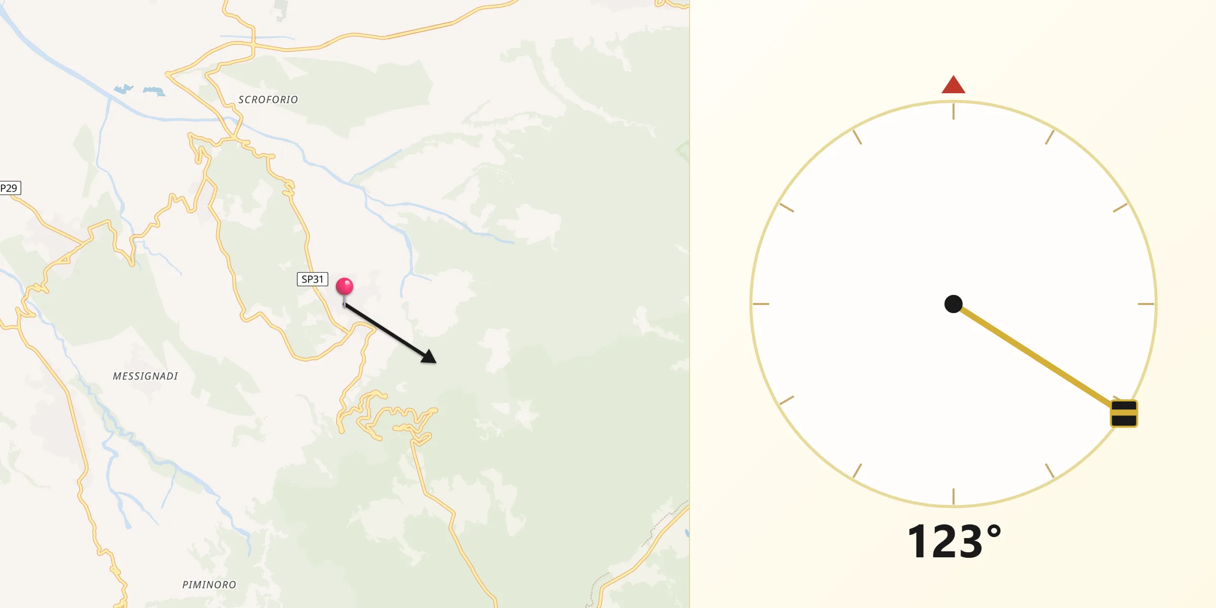 Direzione della Qibla da Molochio