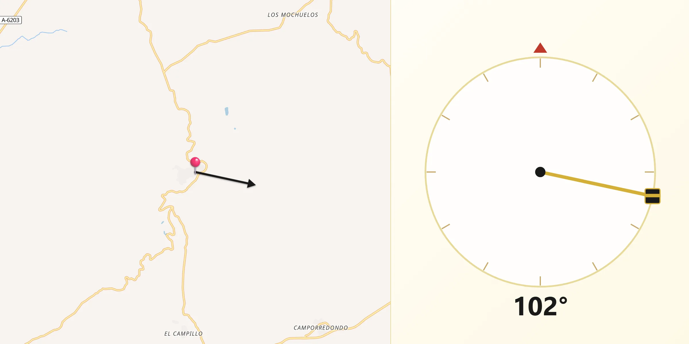 Dirección de la Qibla desde Chiclana de Segura