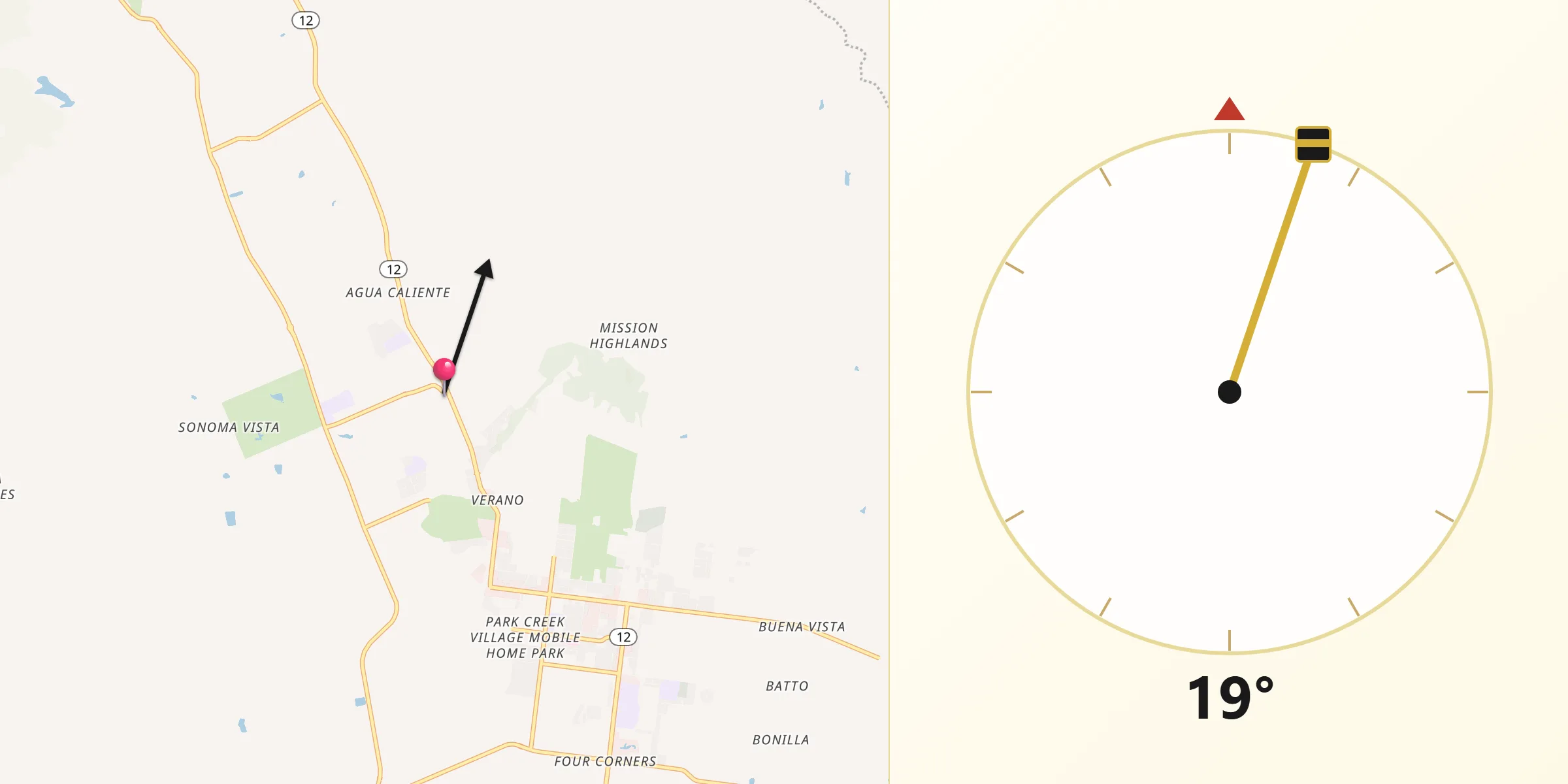 Qibla Direction from Boyes Hot Springs