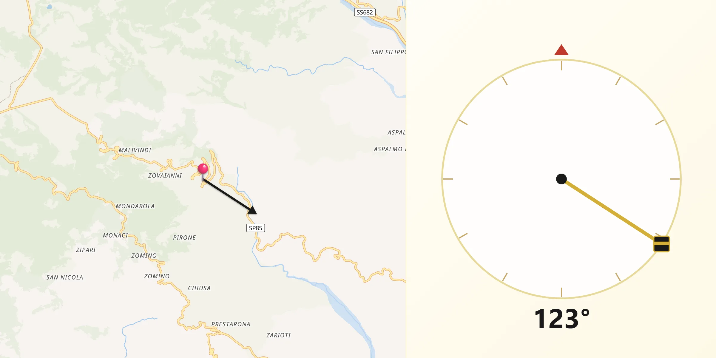 Direzione della Qibla da Canolo