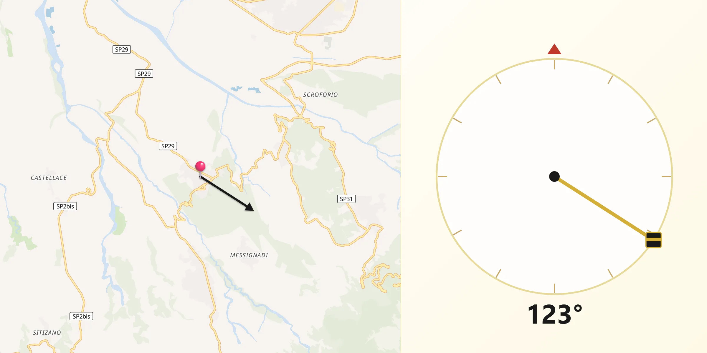 Direzione della Qibla da Varapodio