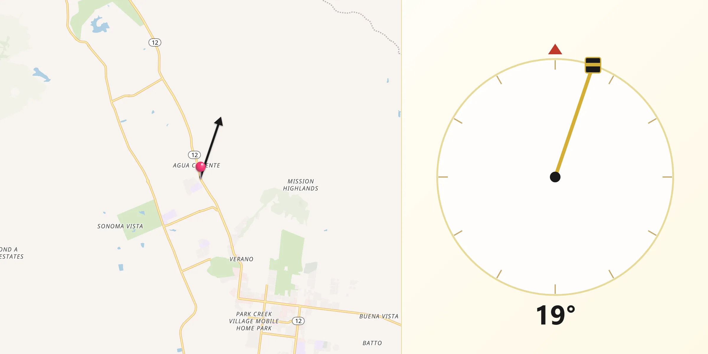 Qibla Direction from Fetters Hot Springs-Agua Caliente