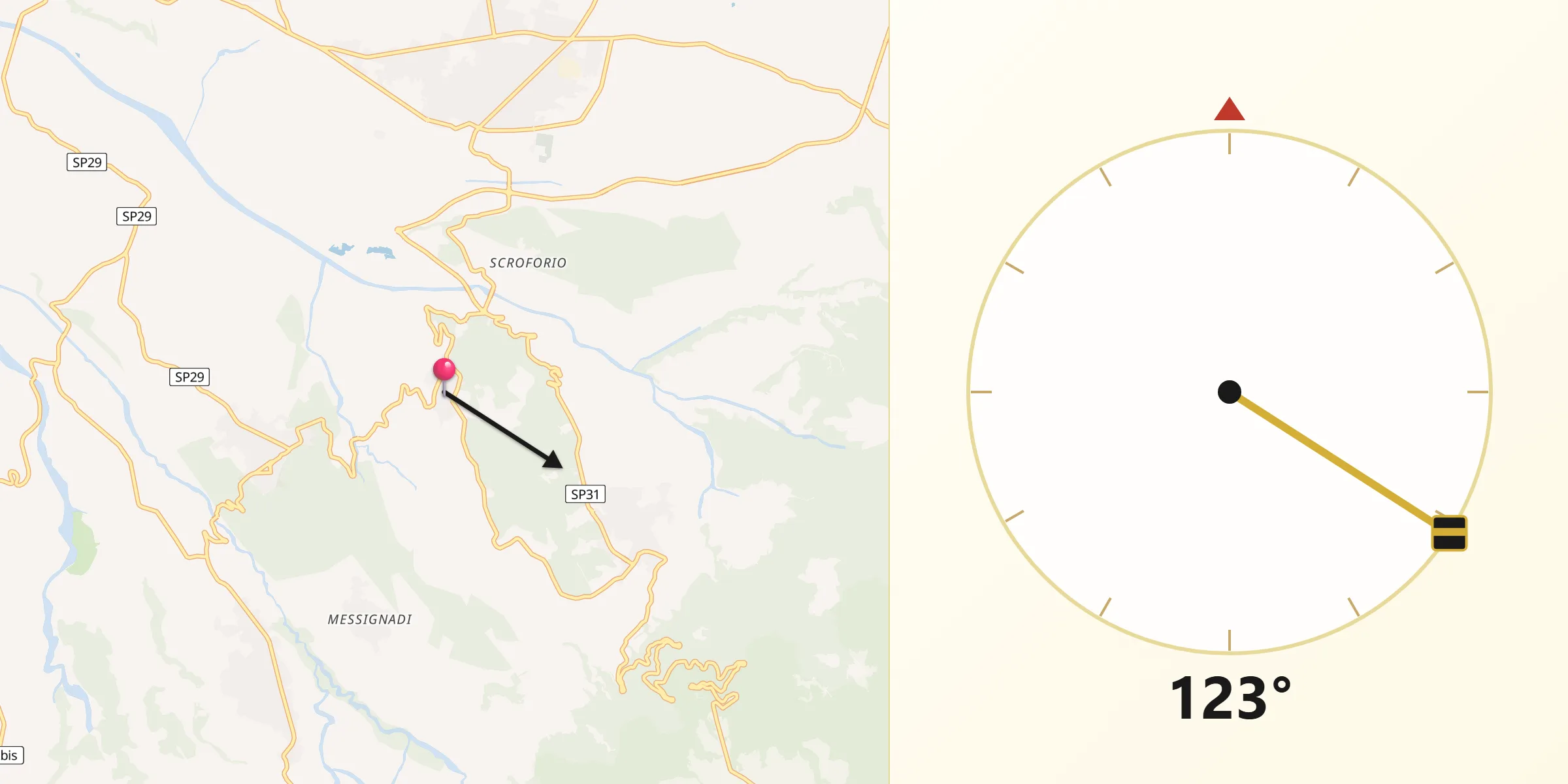 Direzione della Qibla da Terranova Sappo Minulio