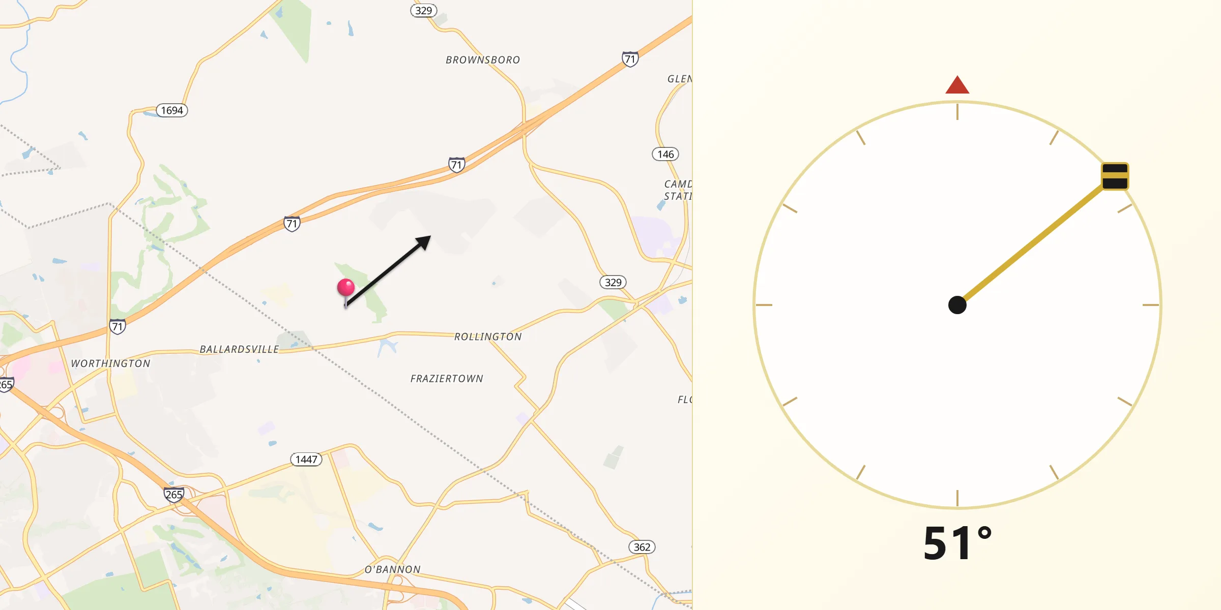 Qibla Direction from Orchard Grass Hills