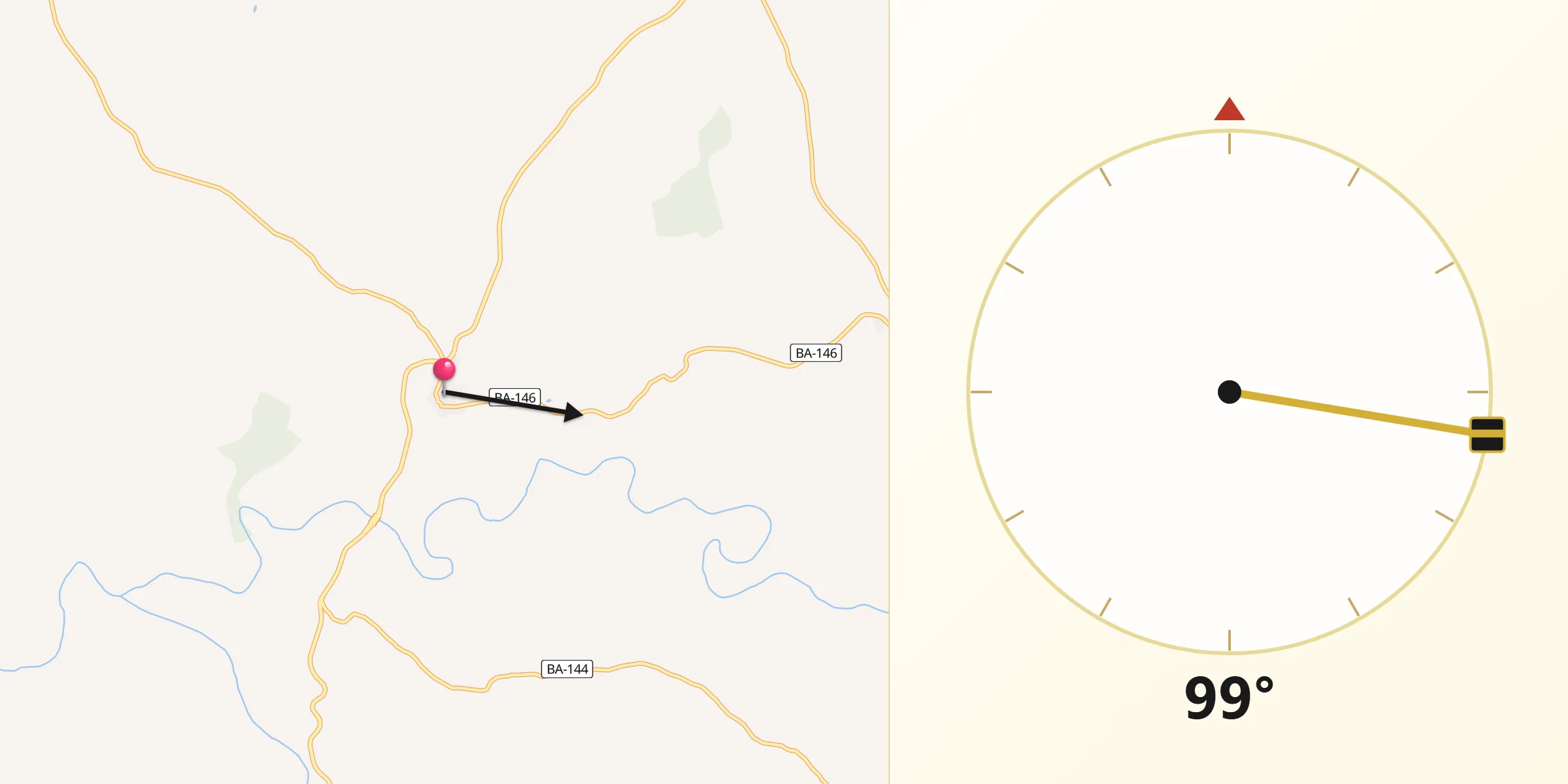Dirección de la Qibla desde Valverde de Burguillos