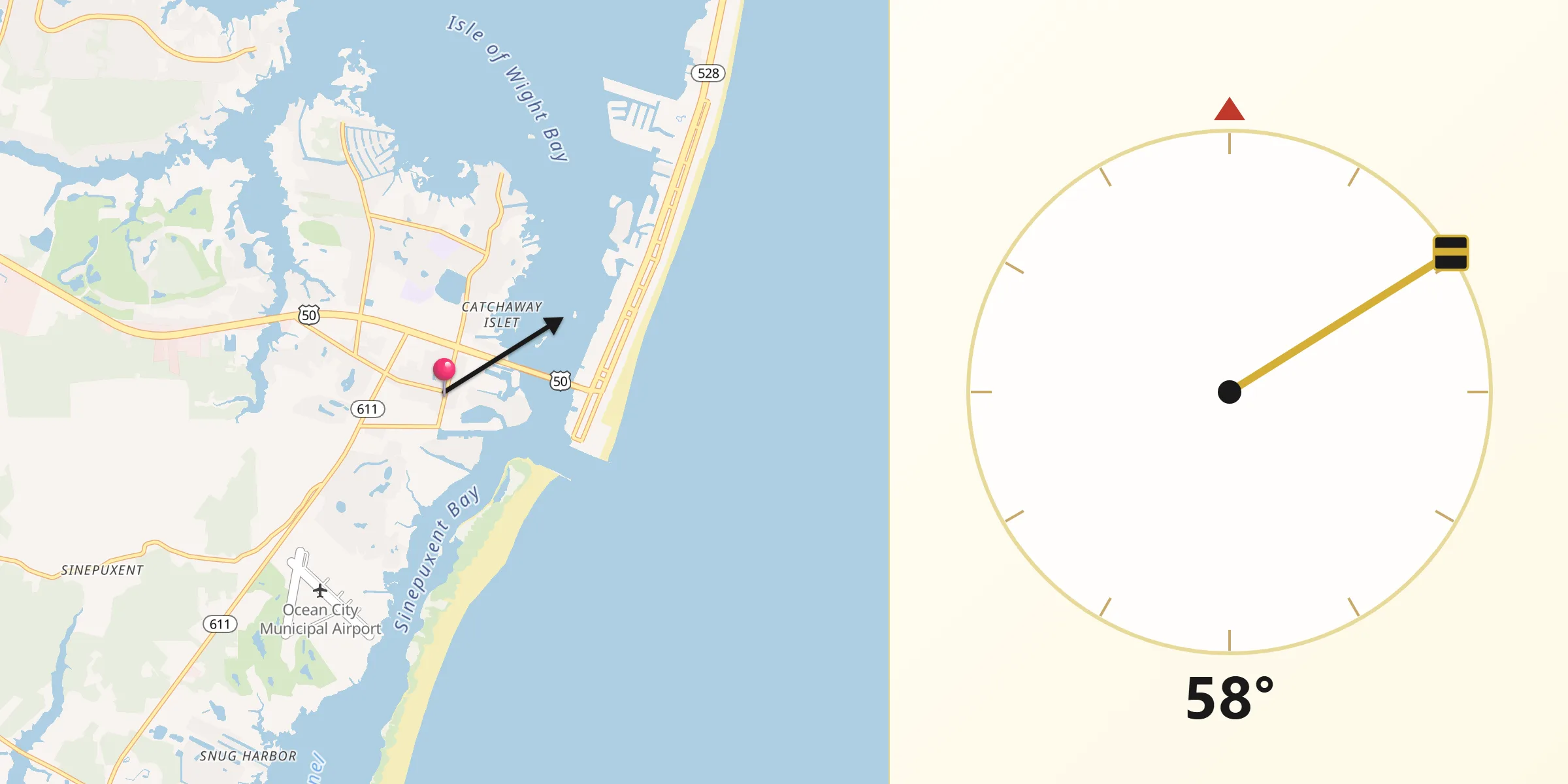 Qibla Direction from West Ocean City