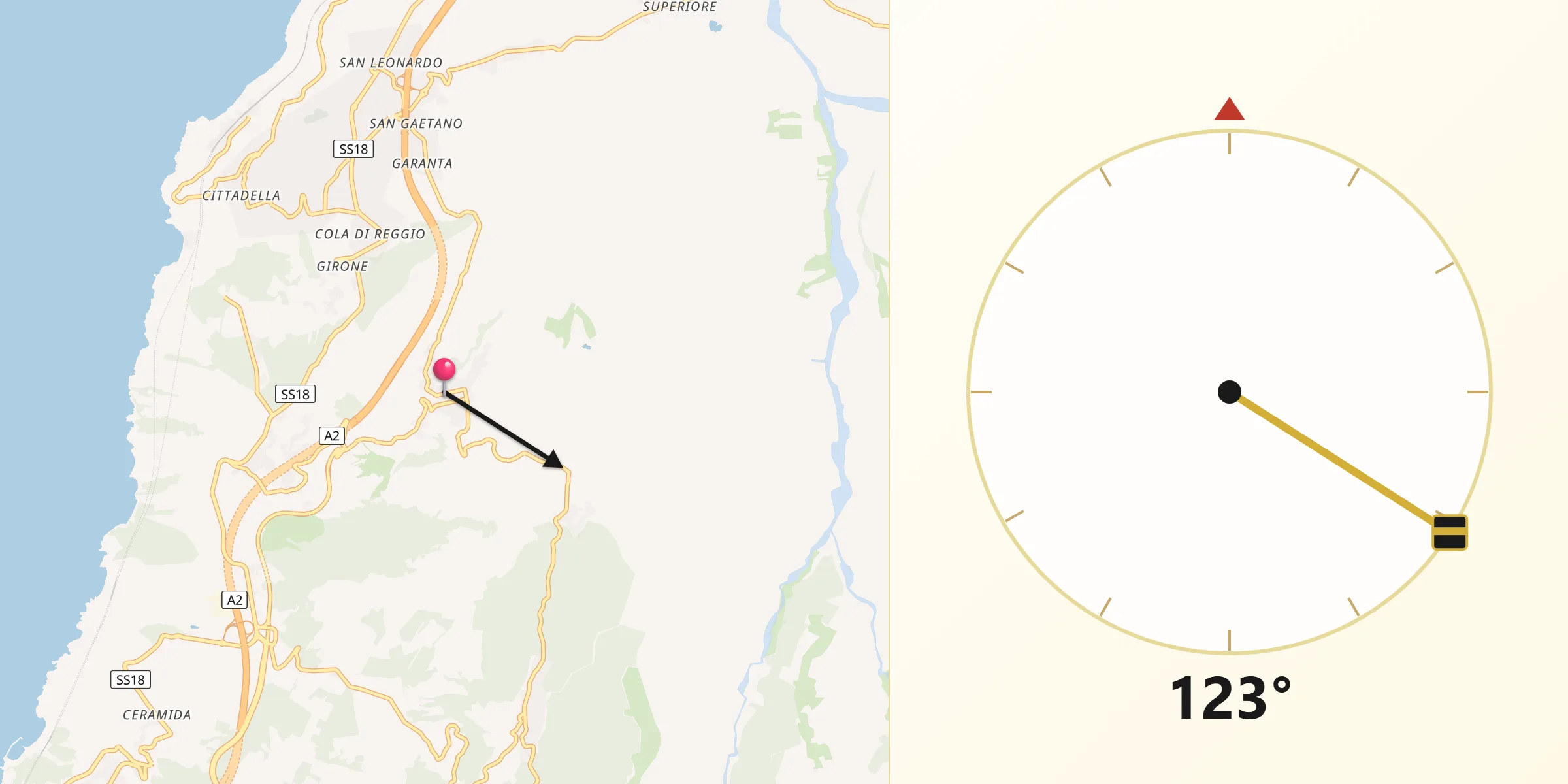 Direzione della Qibla da Seminara