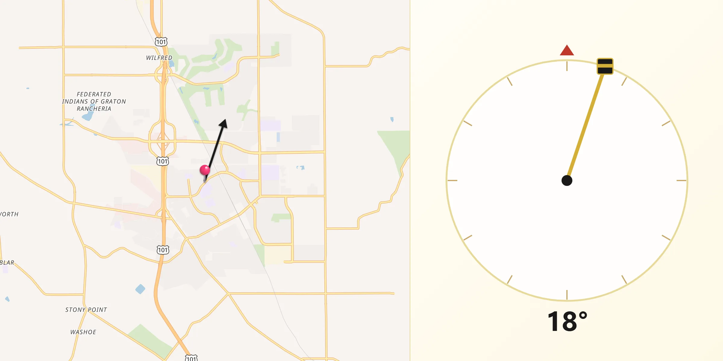 Qibla Direction from Rohnert Park