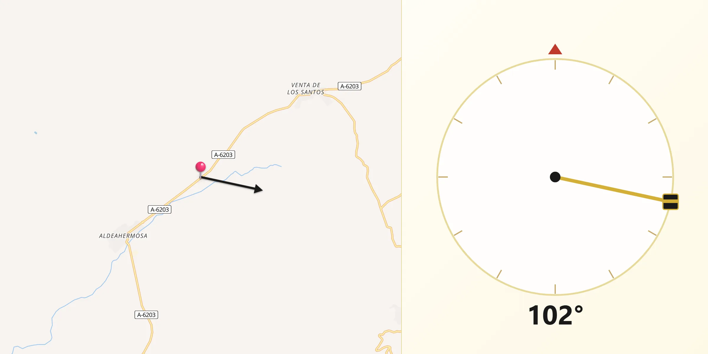 Dirección de la Qibla desde Montizón