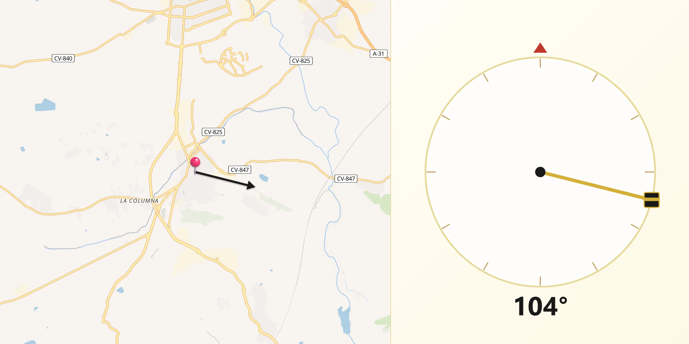 Dirección de la Qibla desde Aspe