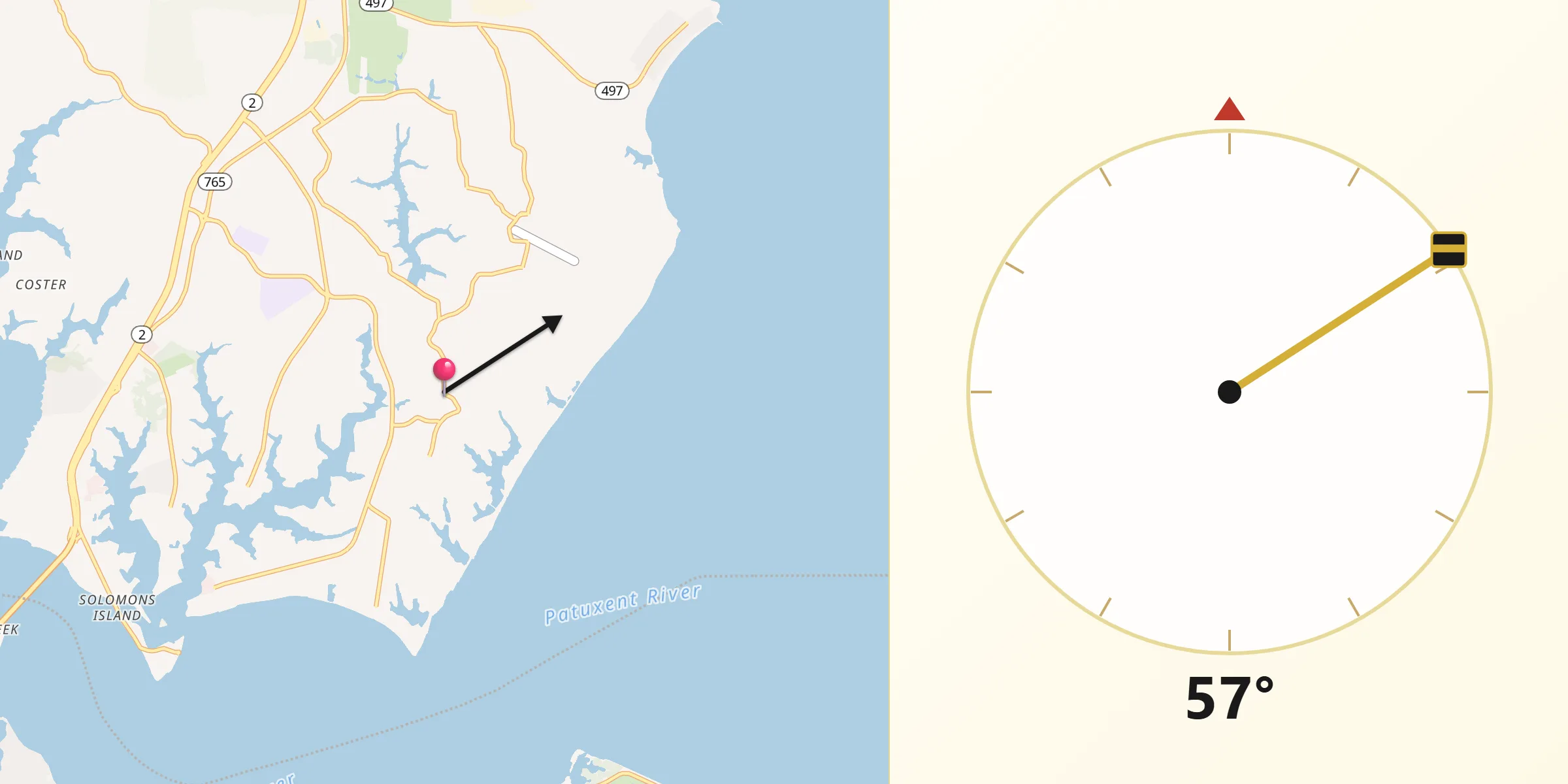 Qibla Direction from Chesapeake Ranch Estates