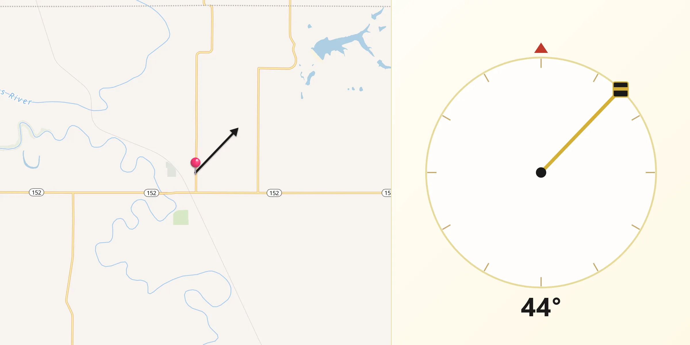 Qibla Direction from La Cygne