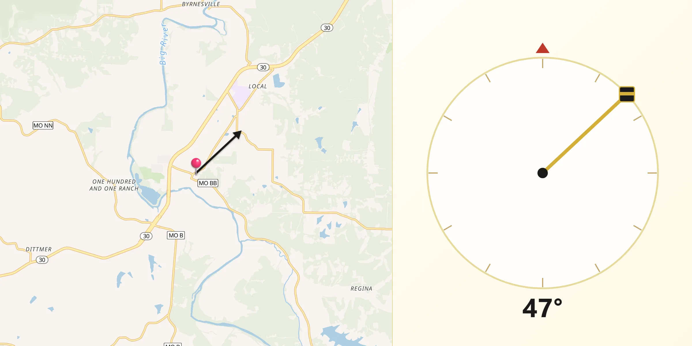Qibla Direction from Cedar Hill