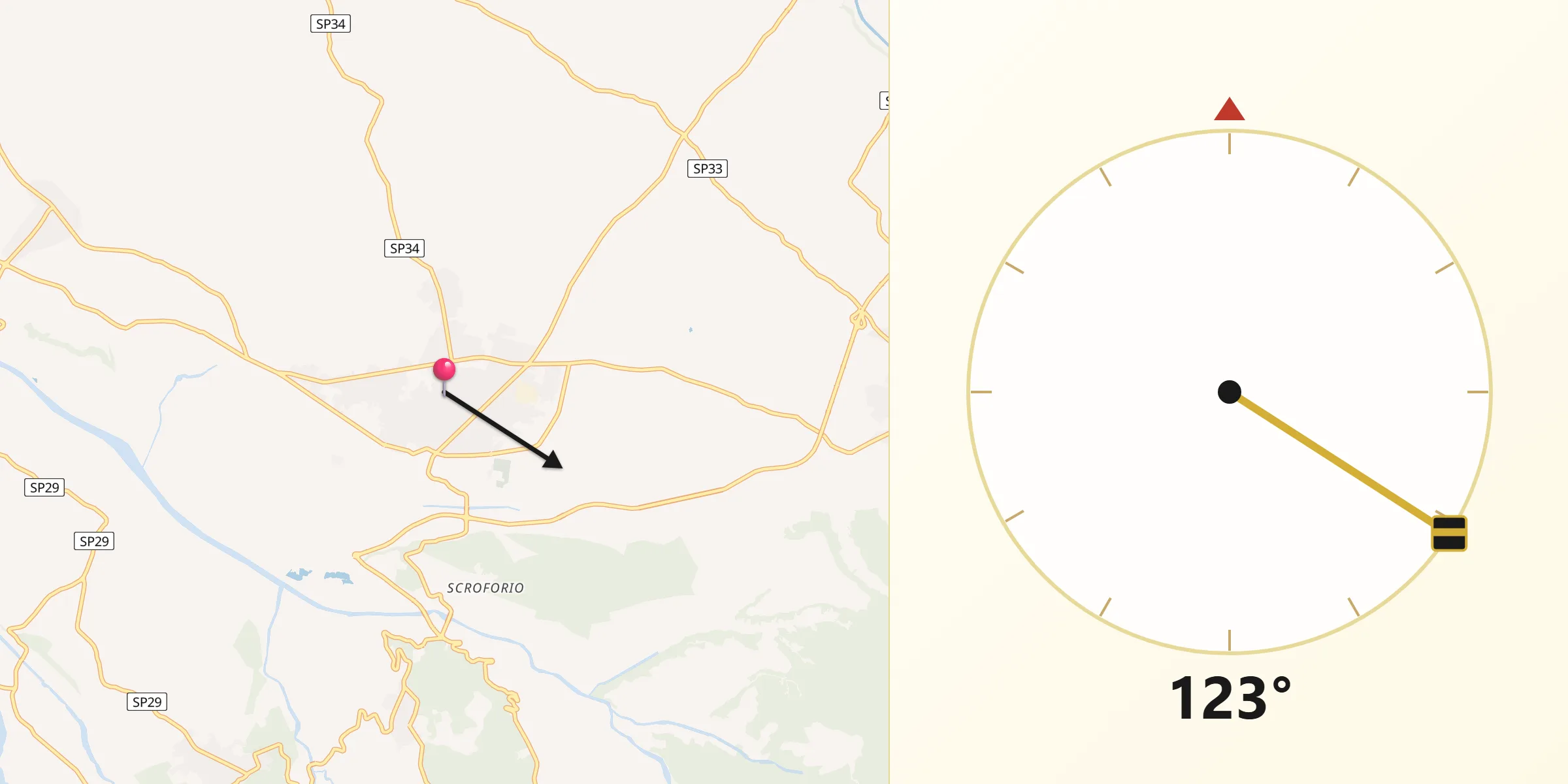 Direzione della Qibla da Taurianova
