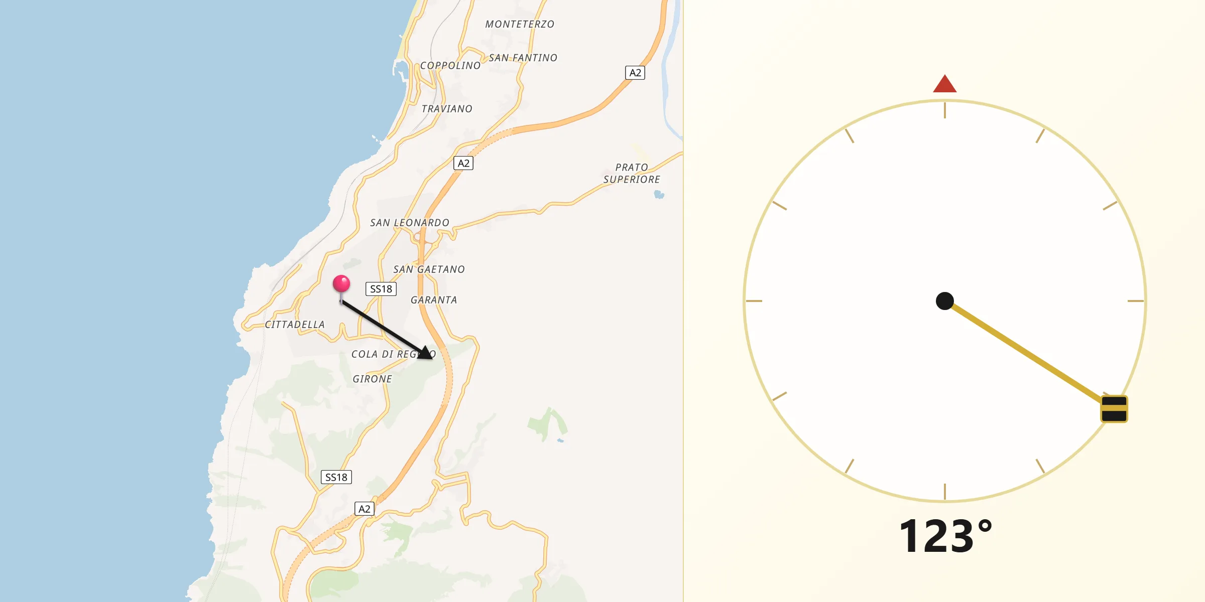 Direzione della Qibla da Palmi