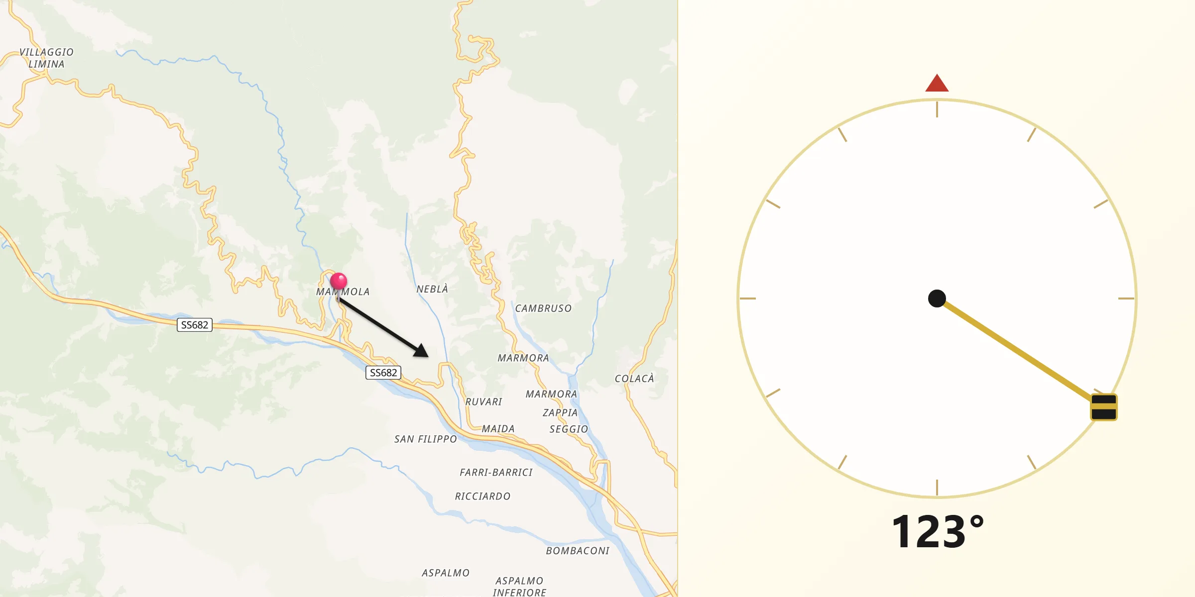 Direzione della Qibla da Mammola