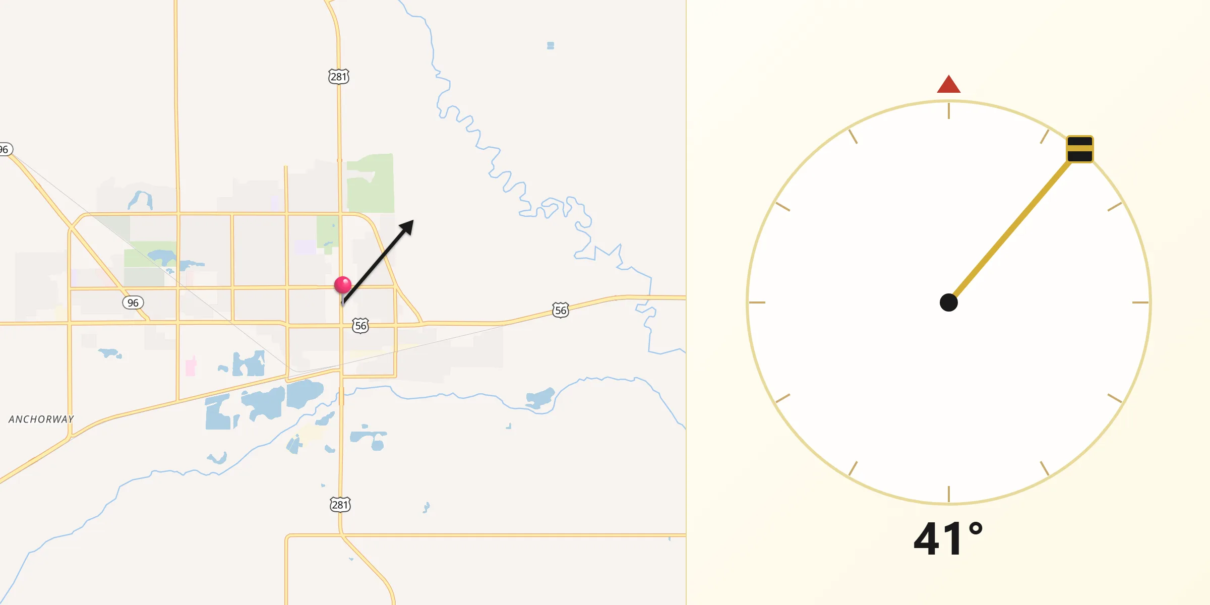 Qibla Direction from Great Bend