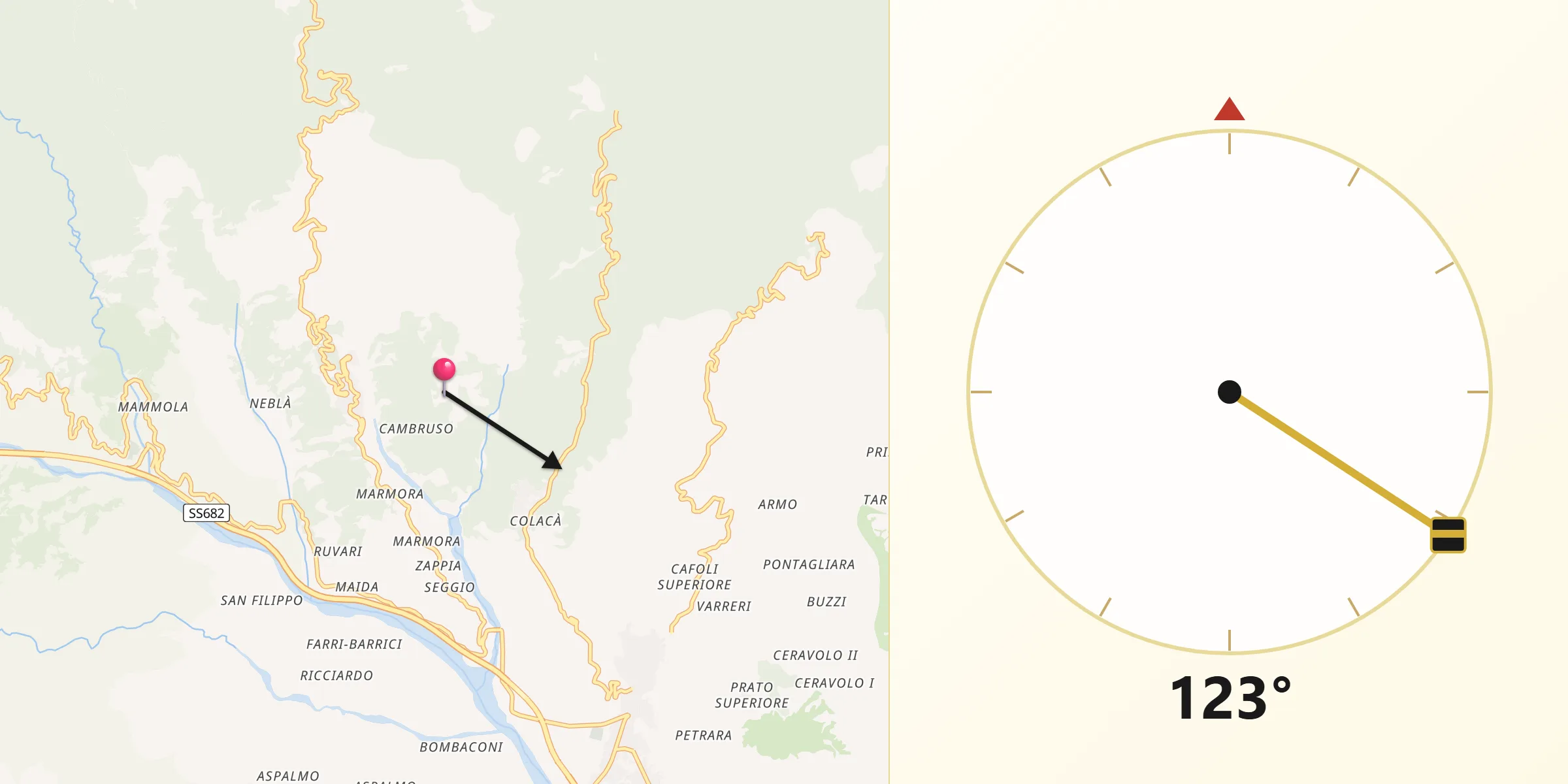 Direzione della Qibla da San Giovanni di Gerace