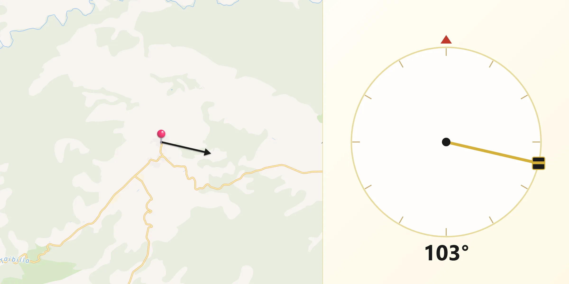 Dirección de la Qibla desde Letur
