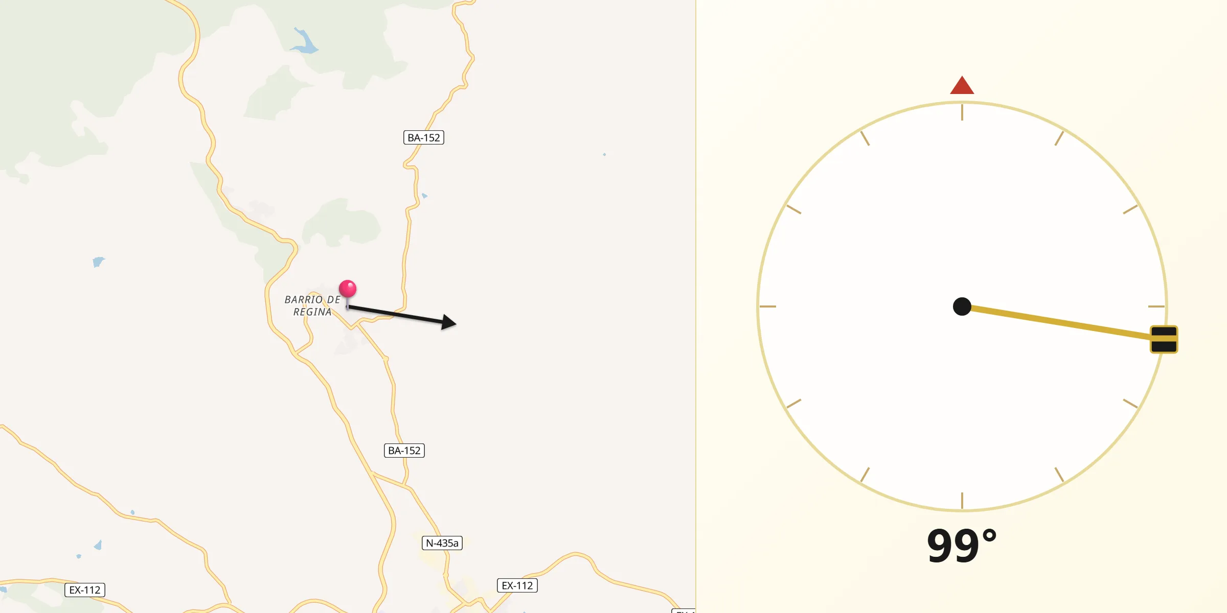 Dirección de la Qibla desde Valle de Santa Ana