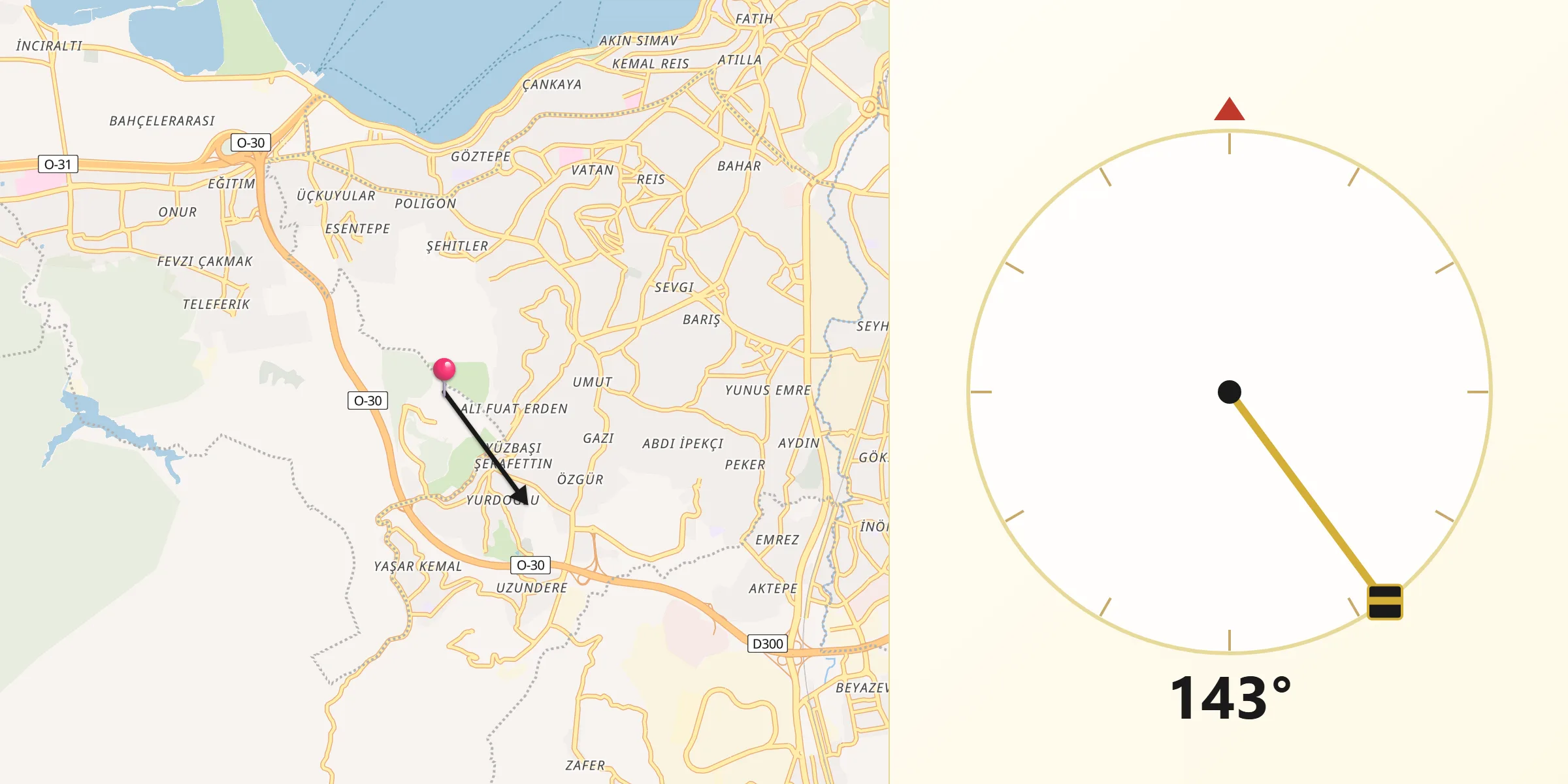 Balçova şehrinden Kıble Yönü