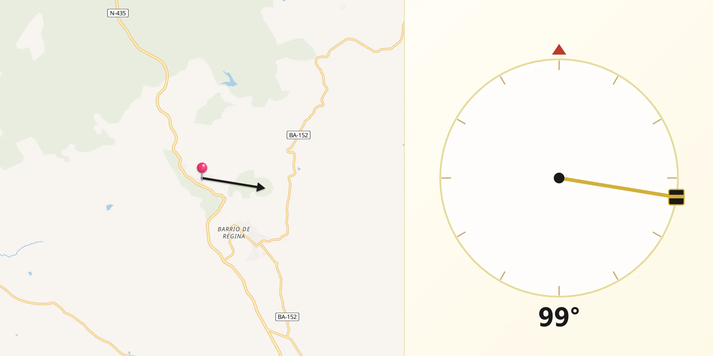 Dirección de la Qibla desde Valle de Matamoros