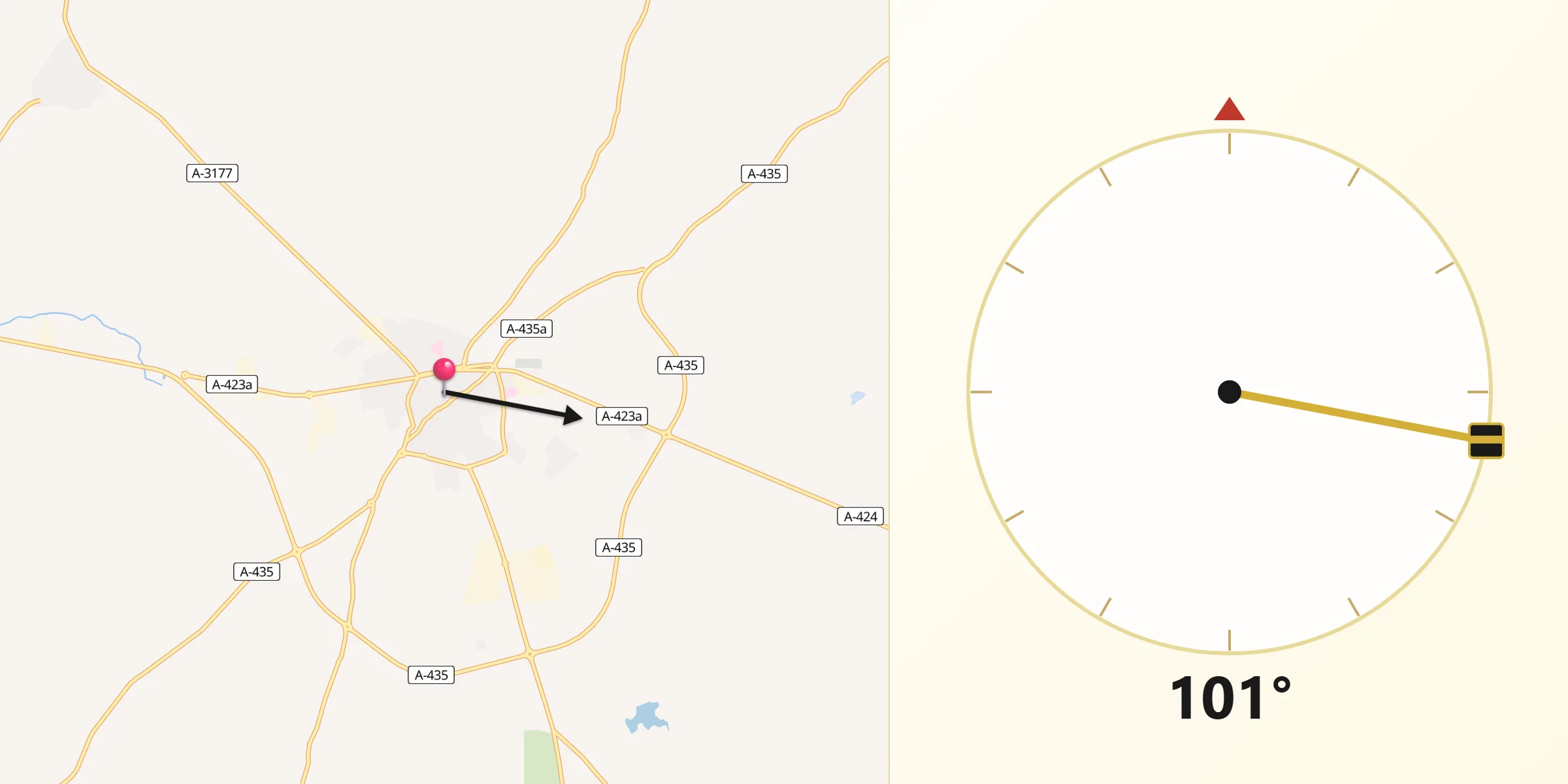 Dirección de la Qibla desde Pozoblanco