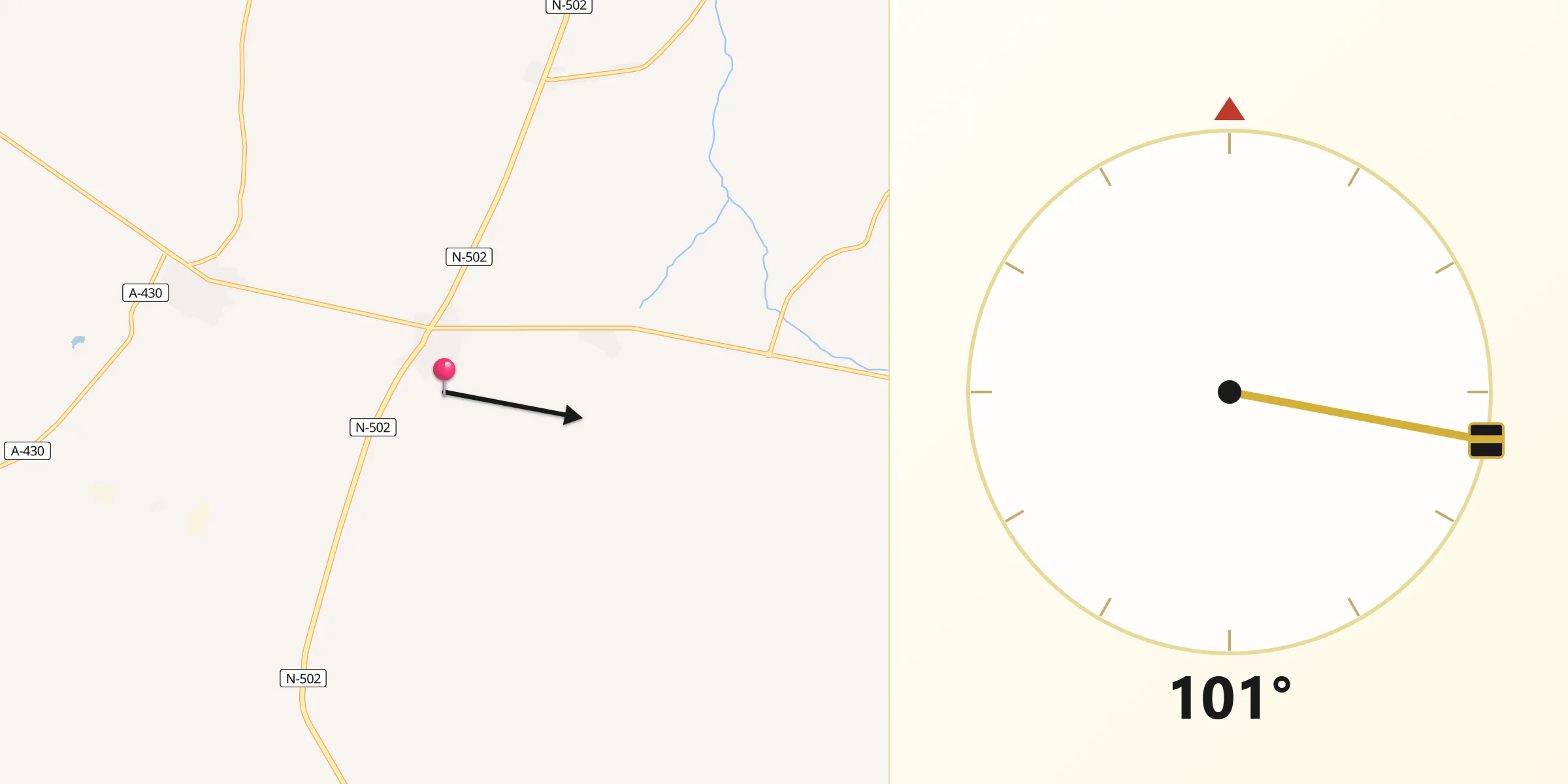 Dirección de la Qibla desde Alcaracejos
