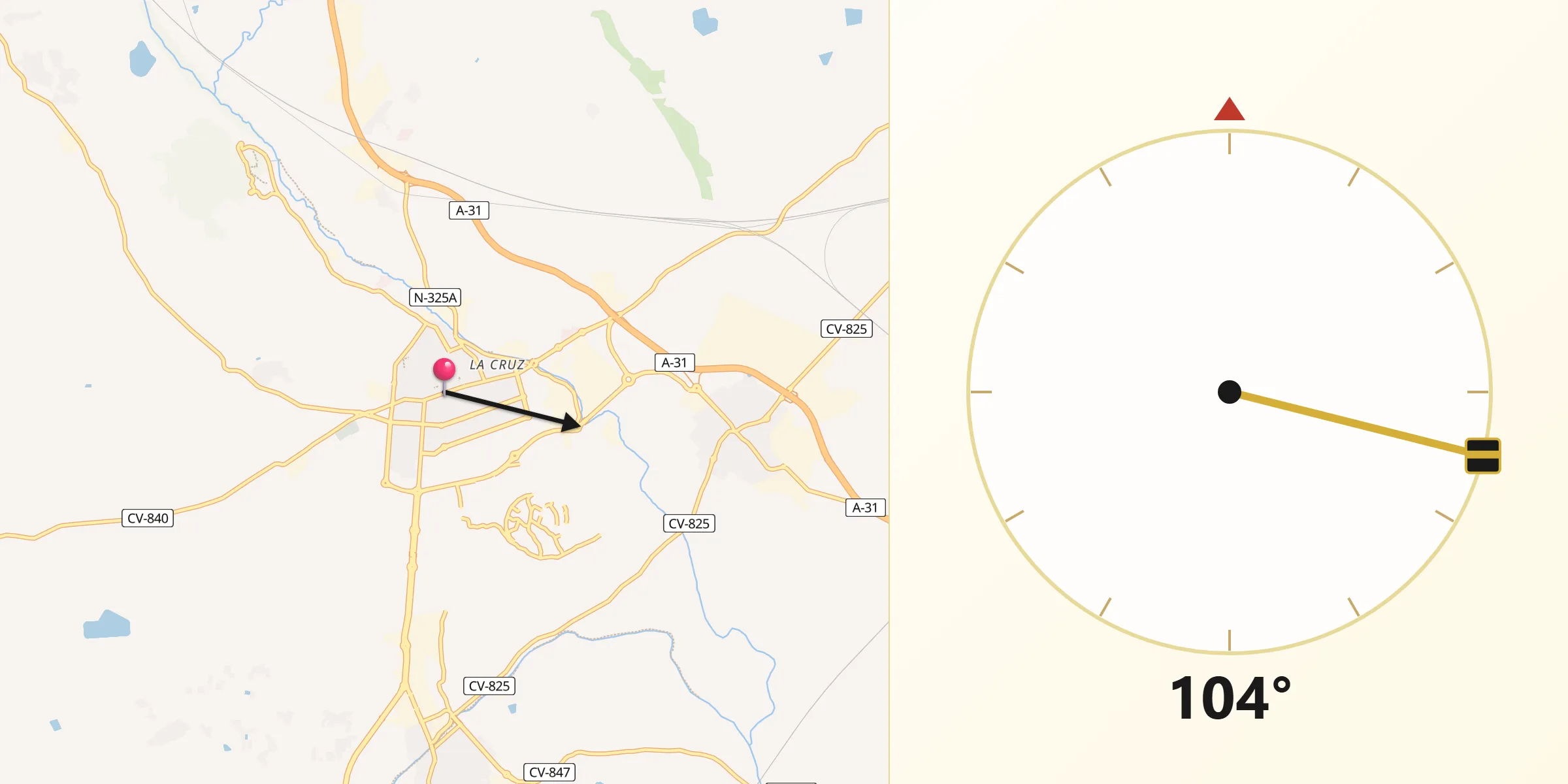 Dirección de la Qibla desde Novelda