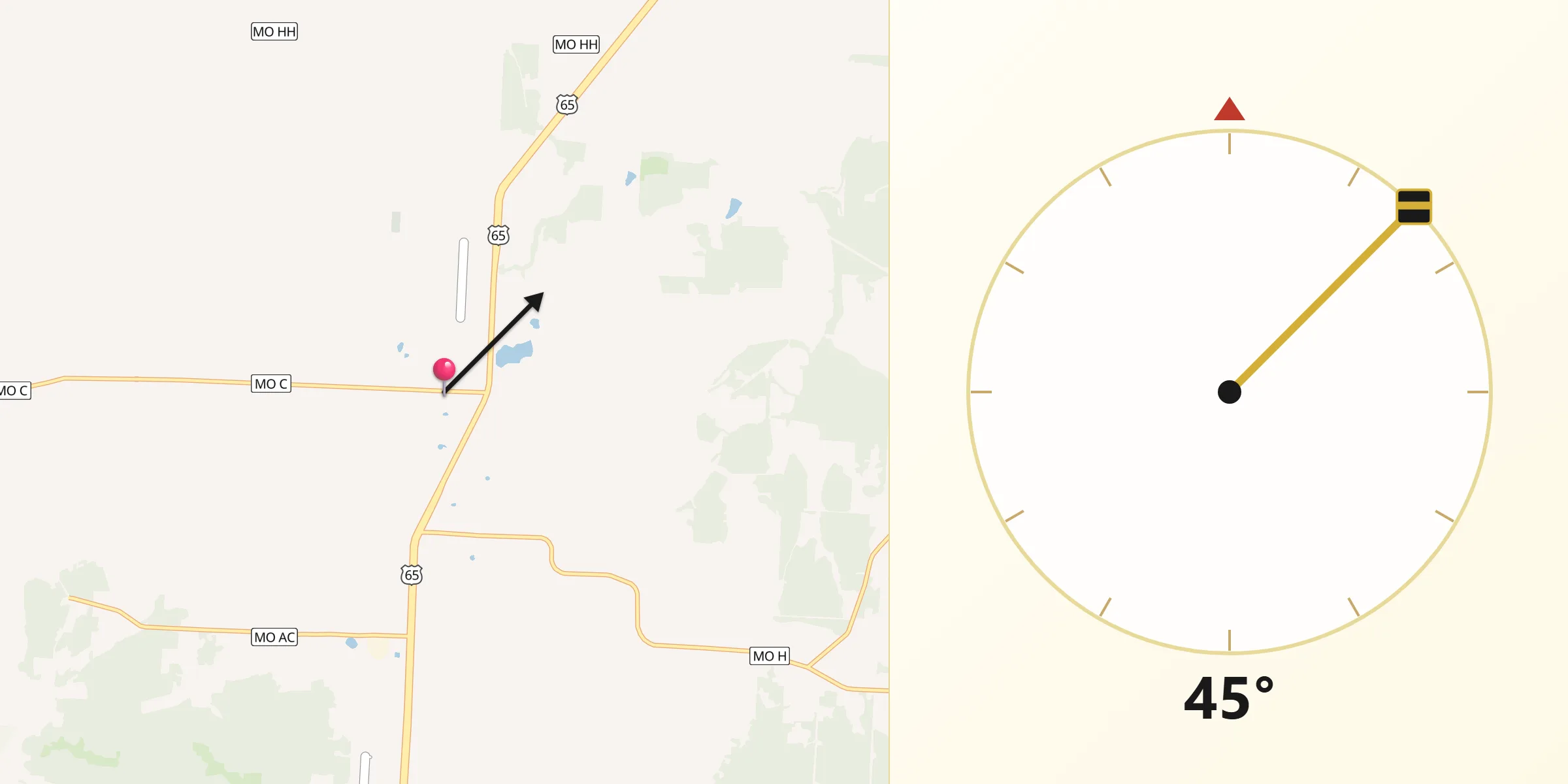 Direzione della Qibla da Lincoln
