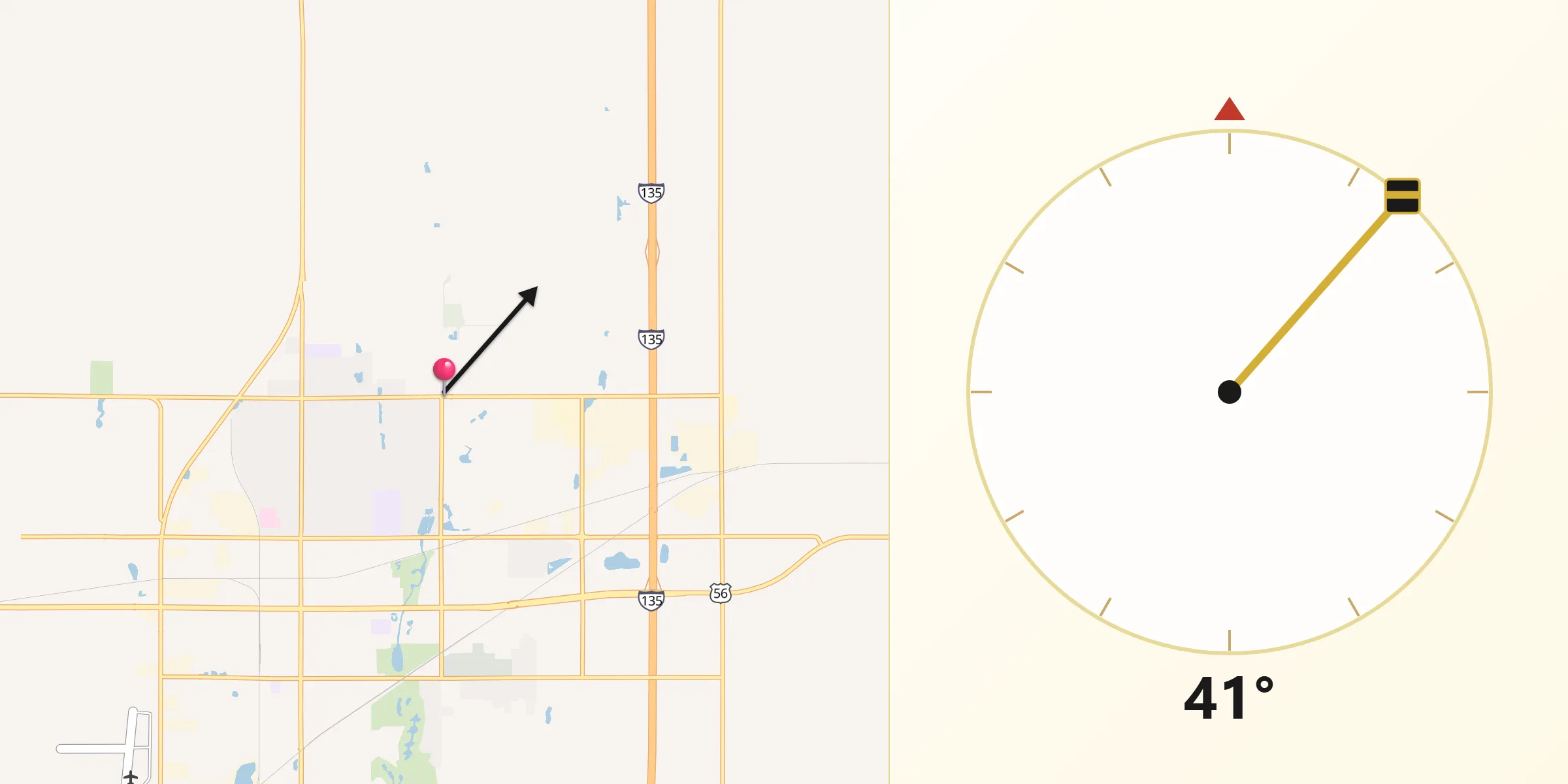 Qibla Direction from McPherson County