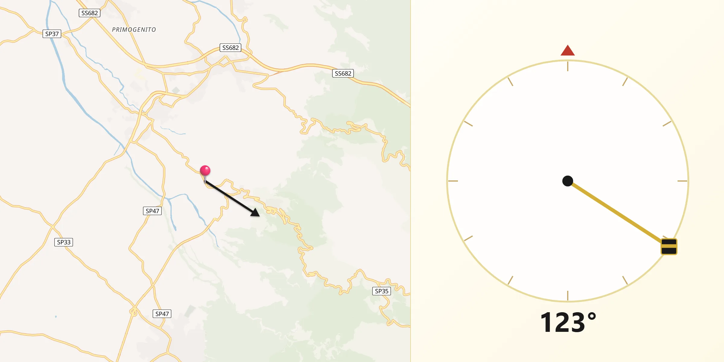 Direzione della Qibla da San Giorgio Morgeto