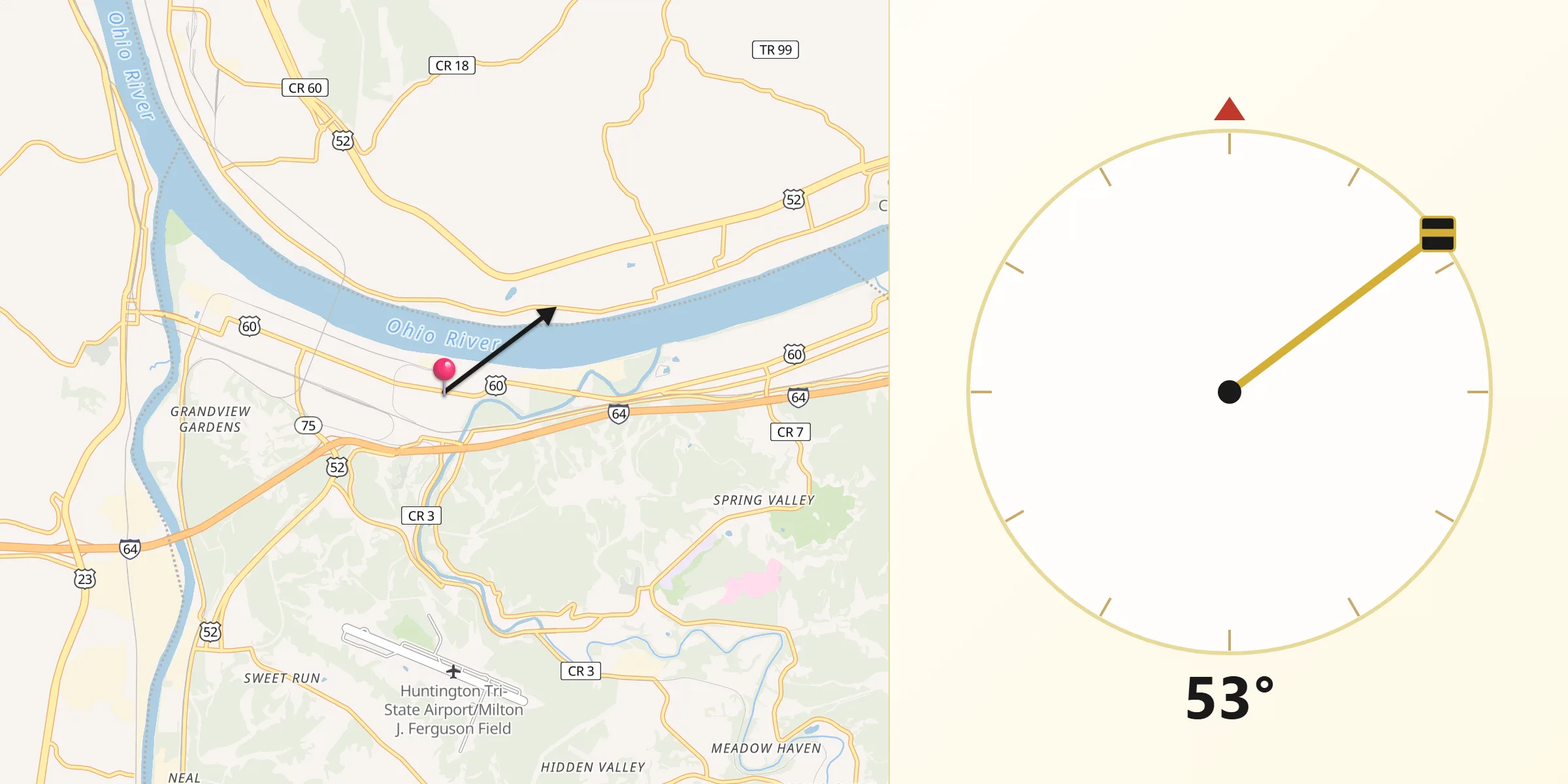 Qibla Direction from Ceredo