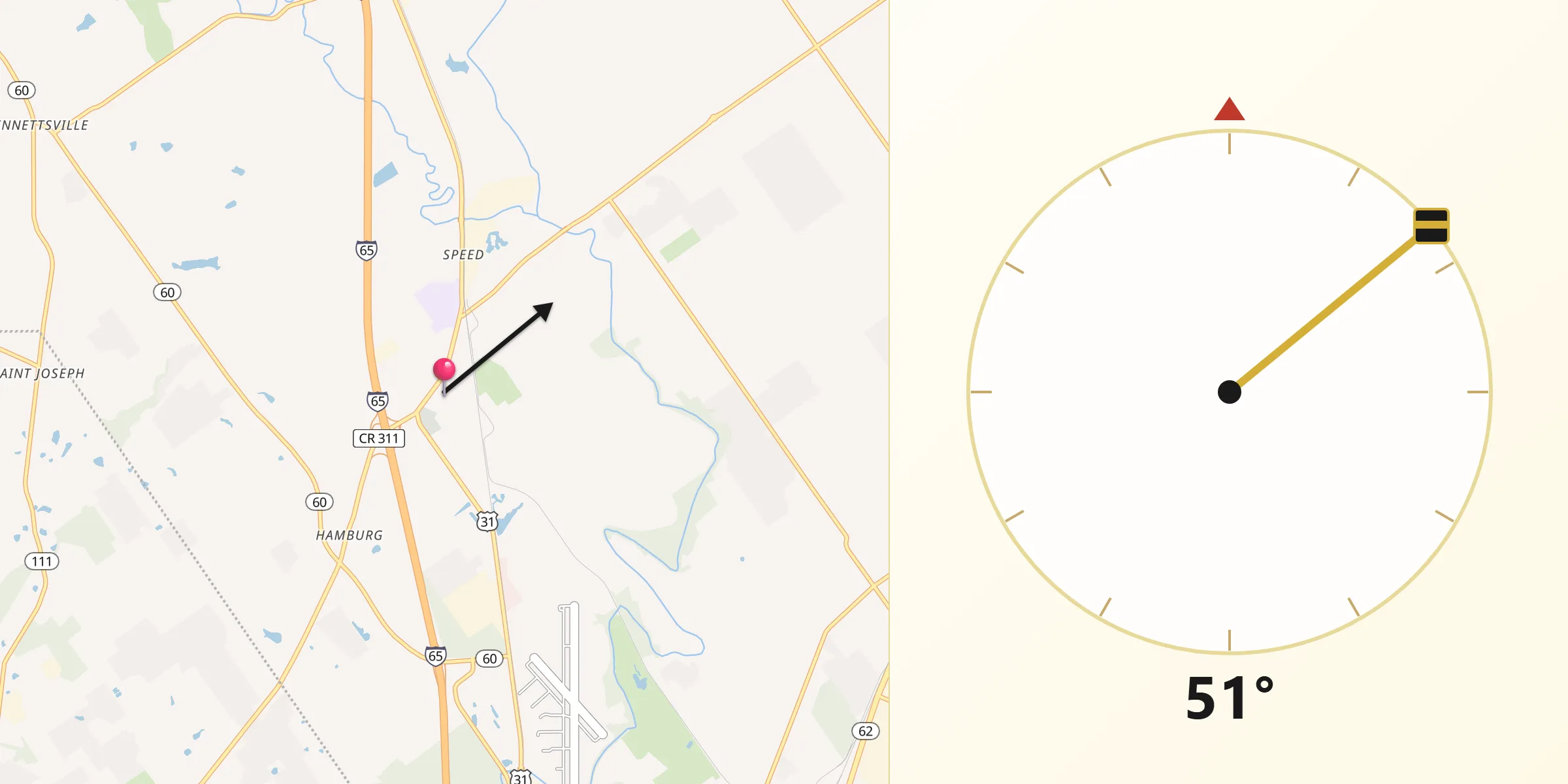 Qibla Direction from Sellersburg